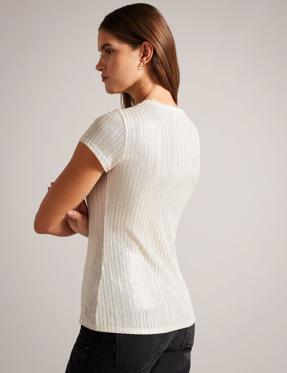 Women KATRINO - Metallic Short Sleeve Crew Neck - Ted Baker