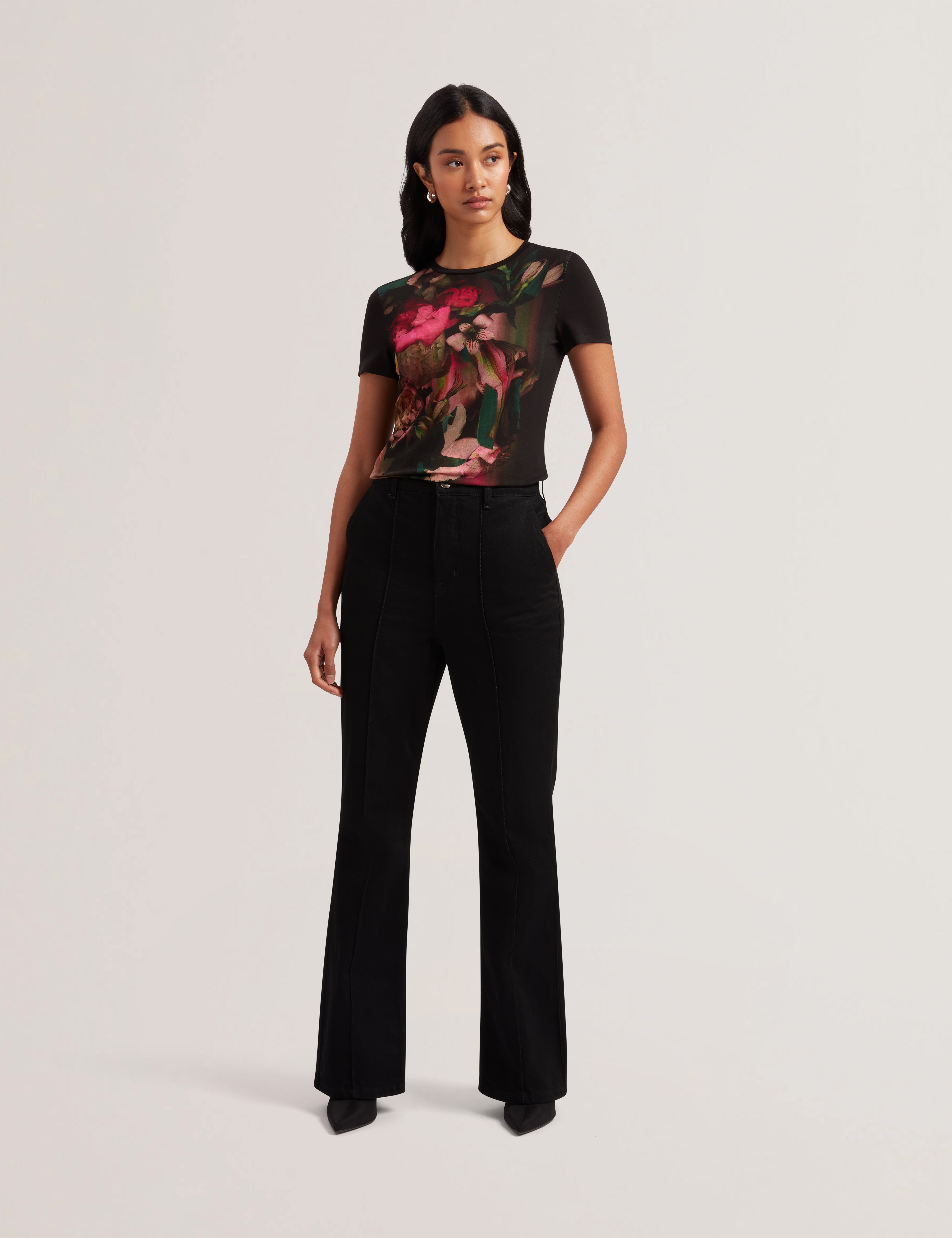 Women SUNNYY - Blurred Floral Print Slim Fit T-Shirt - Ted Baker