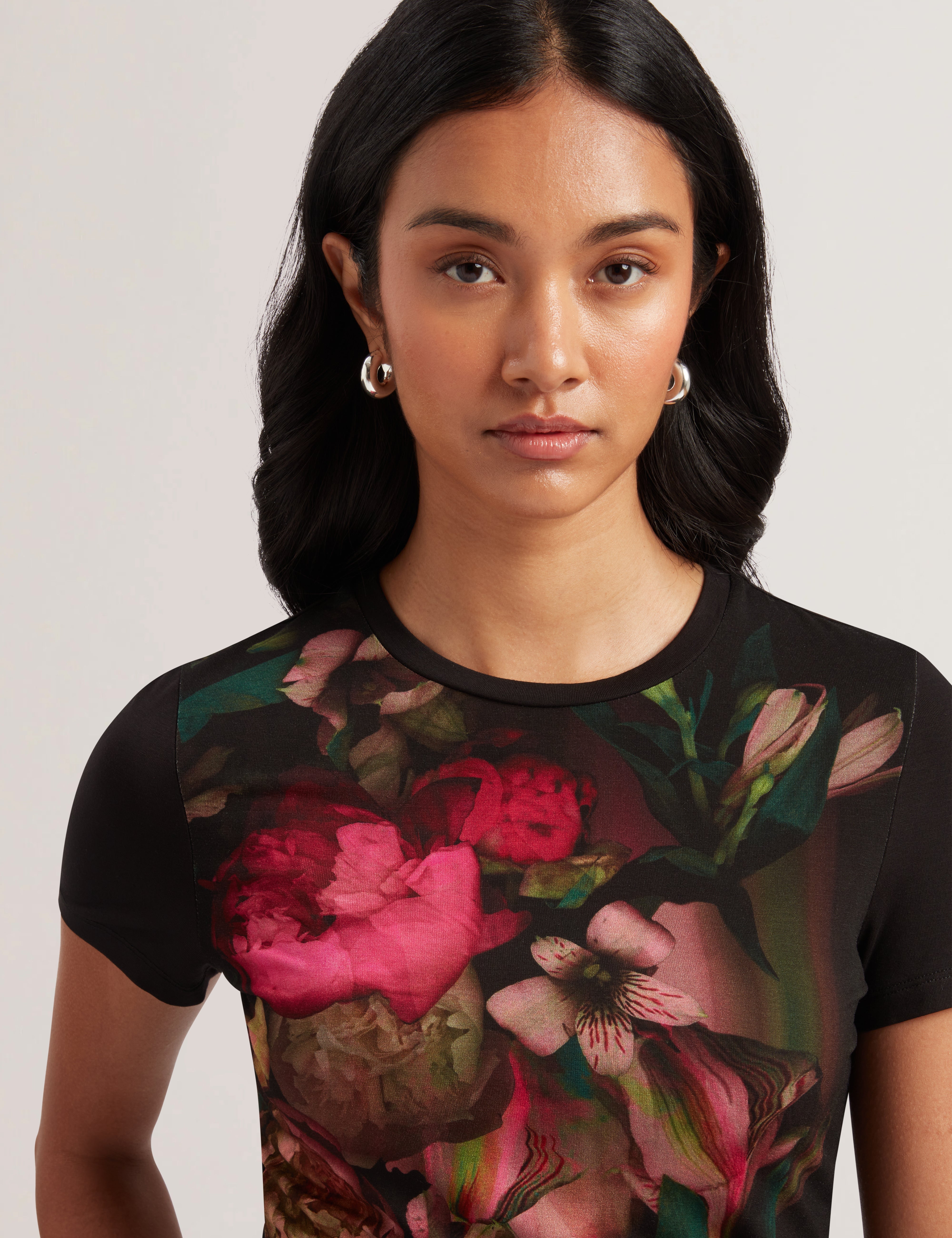 Women SUNNYY - Blurred Floral Print Slim Fit T-Shirt - Ted Baker