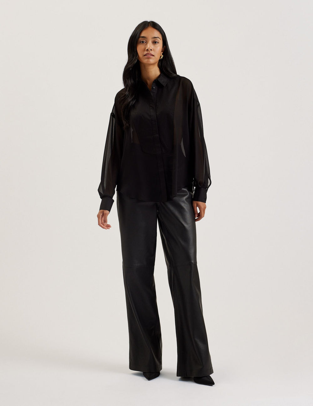 Women LECHOSA - Bib Front Sheer Long Sleeve Blouse - Ted Baker