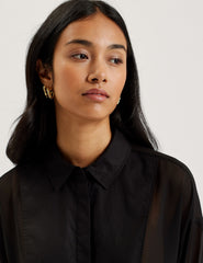 Women LECHOSA - Bib Front Sheer Long Sleeve Blouse - Ted Baker