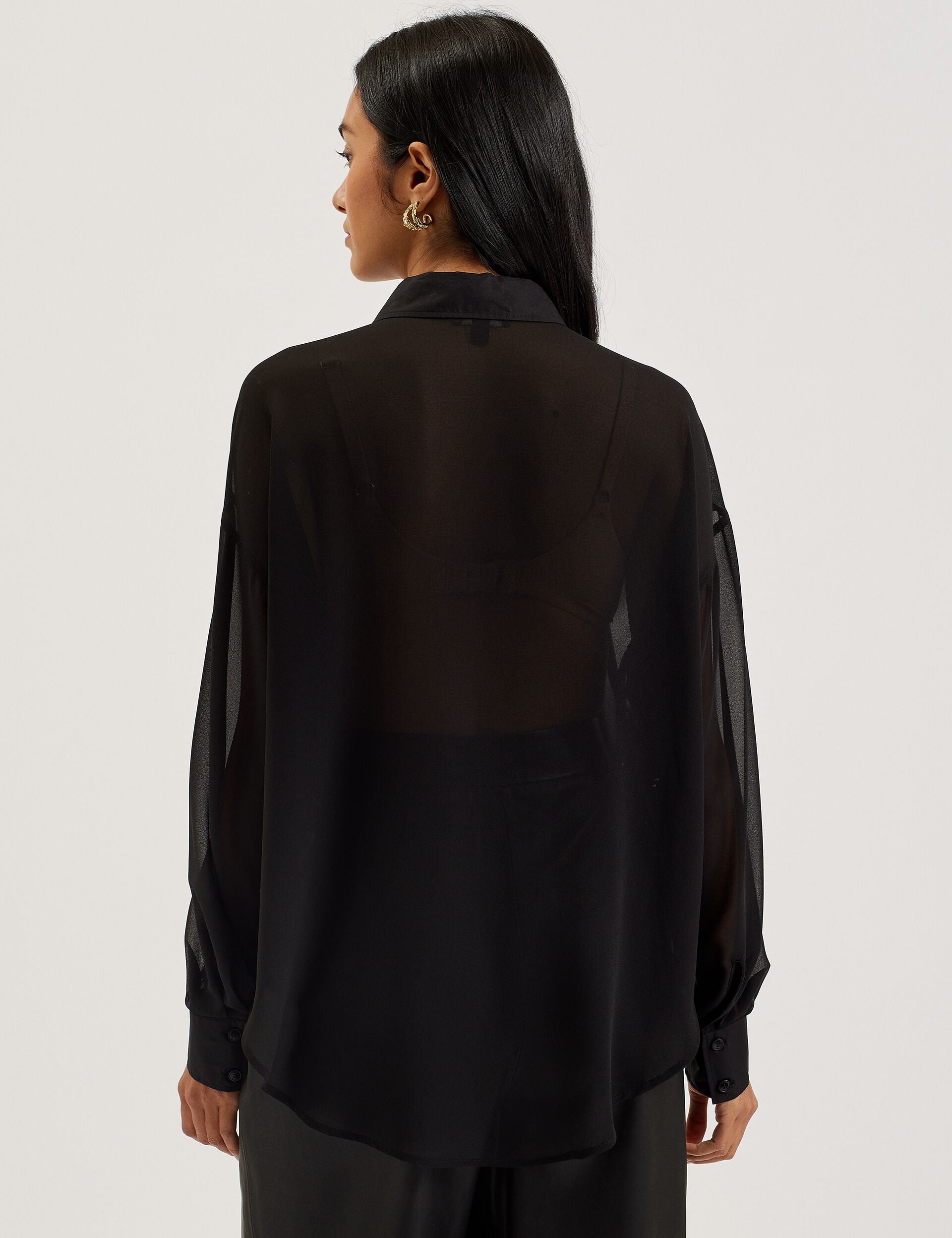 Women LECHOSA - Bib Front Sheer Long Sleeve Blouse - Ted Baker