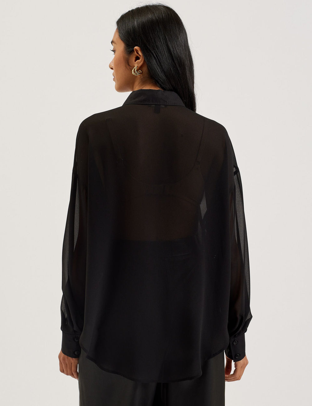 Women LECHOSA - Bib Front Sheer Long Sleeve Blouse - Ted Baker