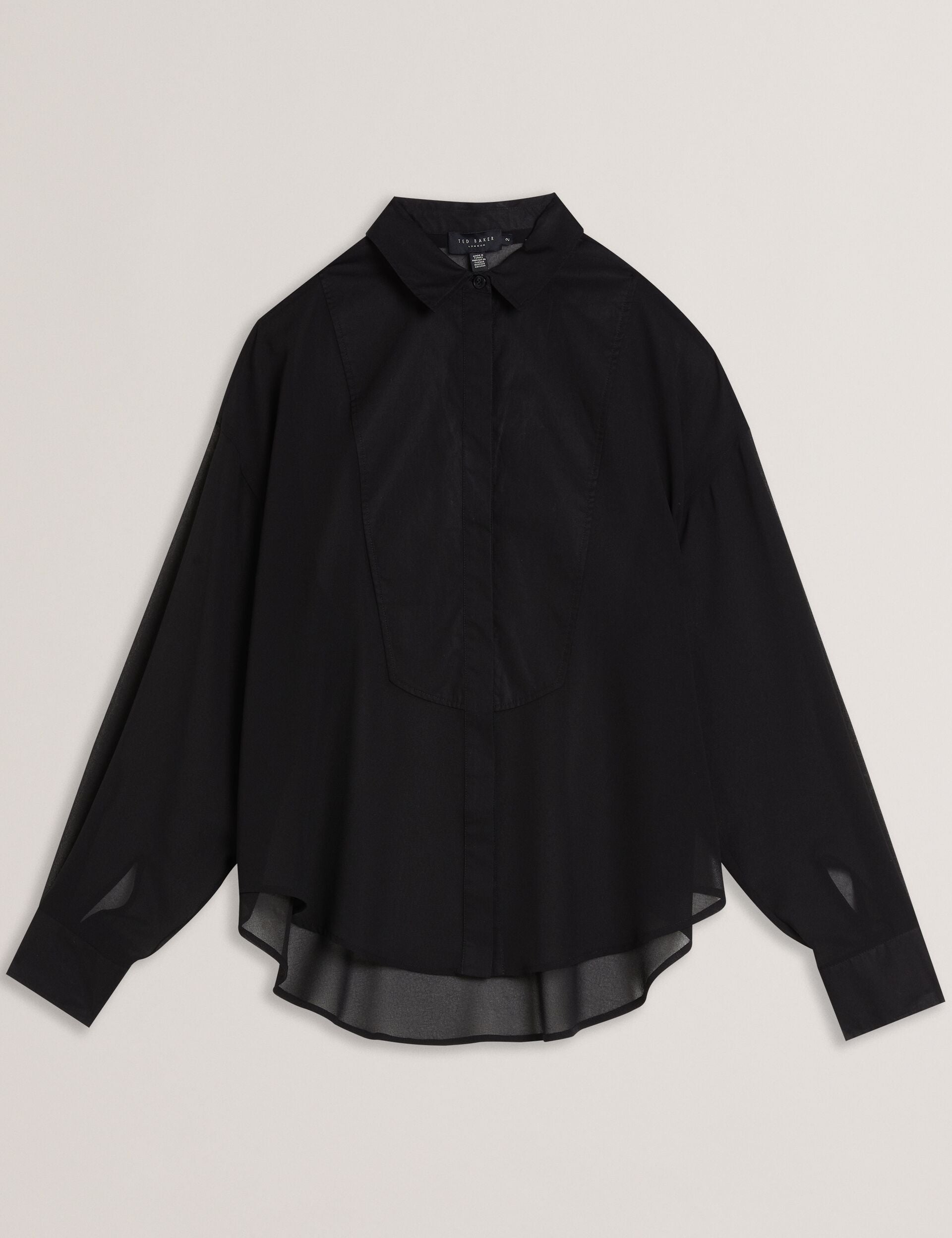 Women LECHOSA - Bib Front Sheer Long Sleeve Blouse - Ted Baker