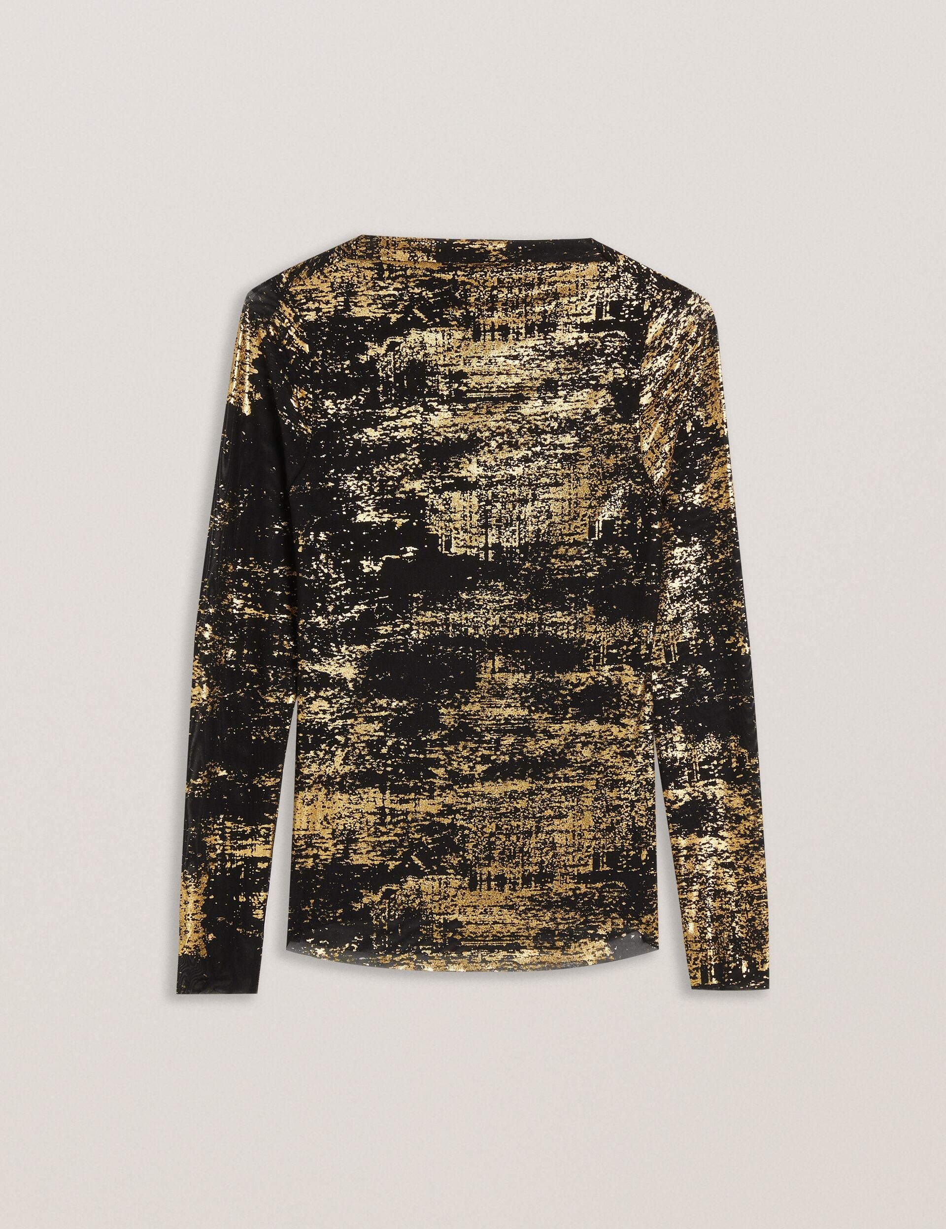 Women KARENHA - Foil Printed Slash Neck Mesh Top - Ted Baker