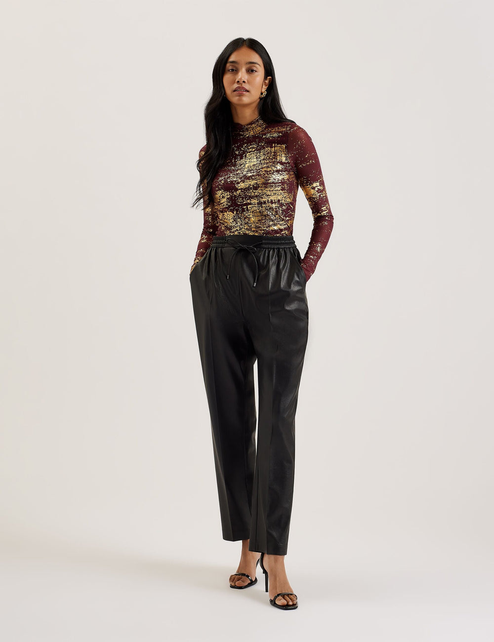 Women SOFIY - Foil Print High Neck Mesh Top - Ted Baker