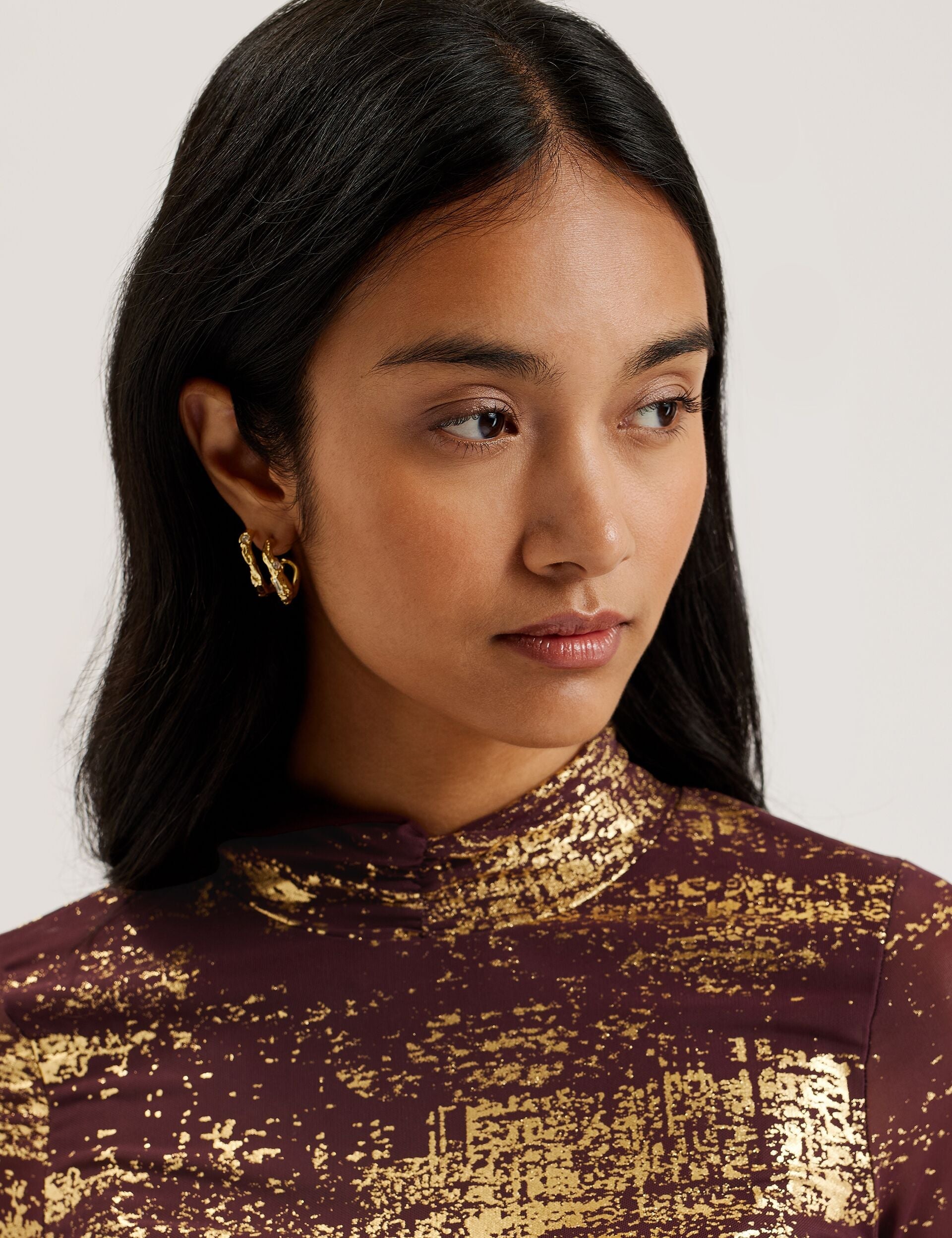 Women SOFIY - Foil Print High Neck Mesh Top - Ted Baker