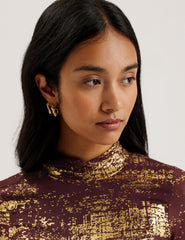 Women SOFIY - Foil Print High Neck Mesh Top - Ted Baker