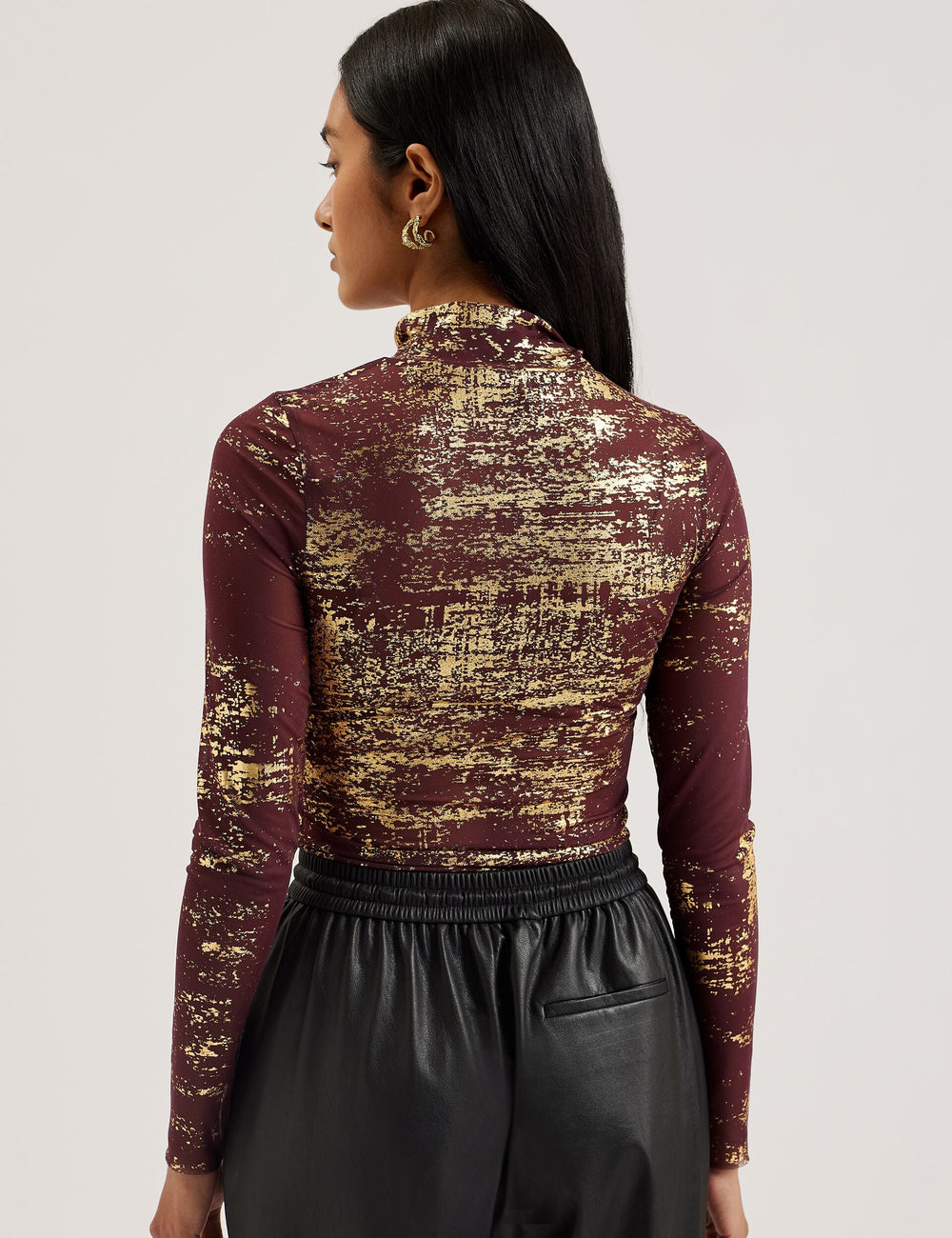Women SOFIY - Foil Print High Neck Mesh Top - Ted Baker