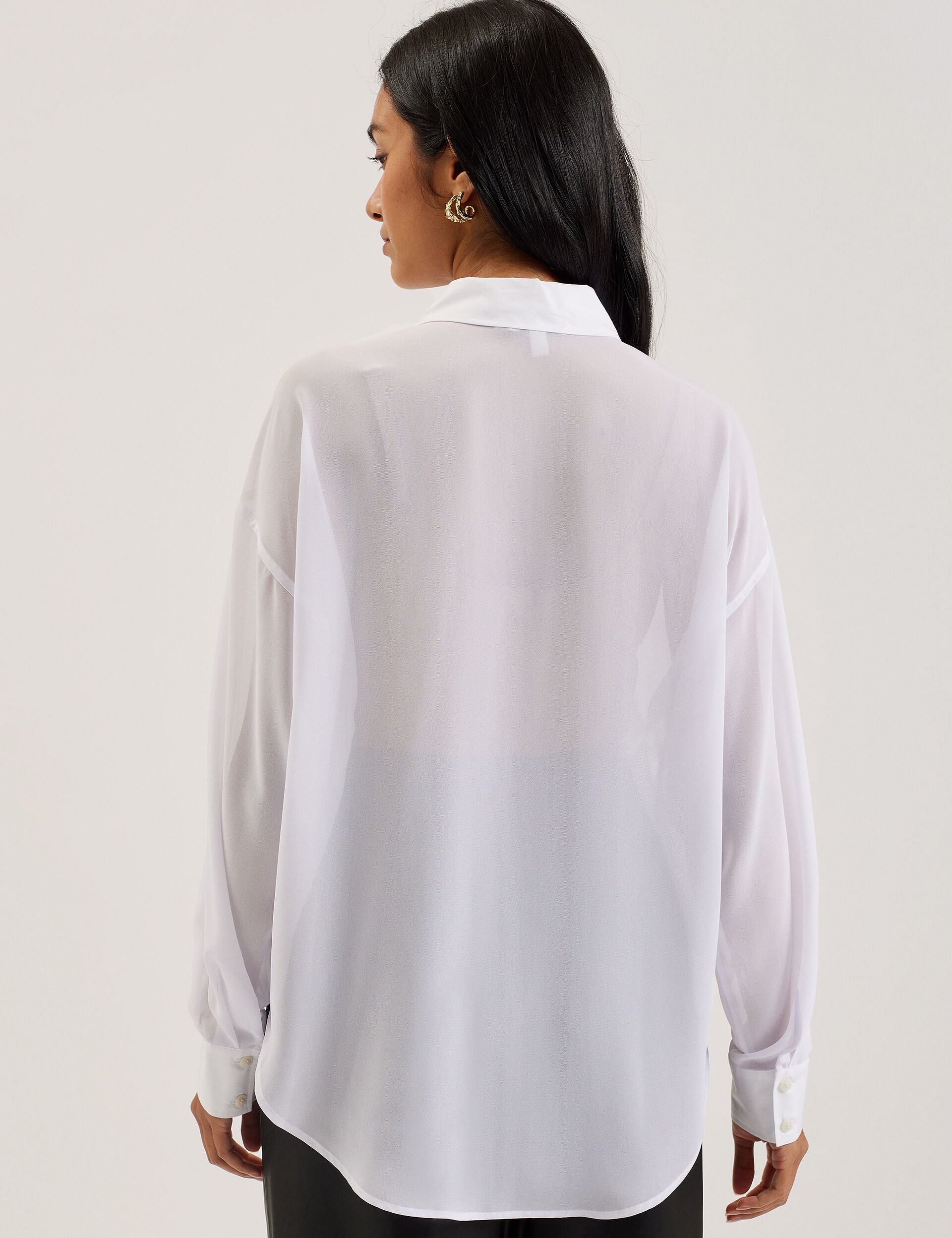 Women LECHOSA - Bib Front Sheer Long Sleeve Blouse - Ted Baker