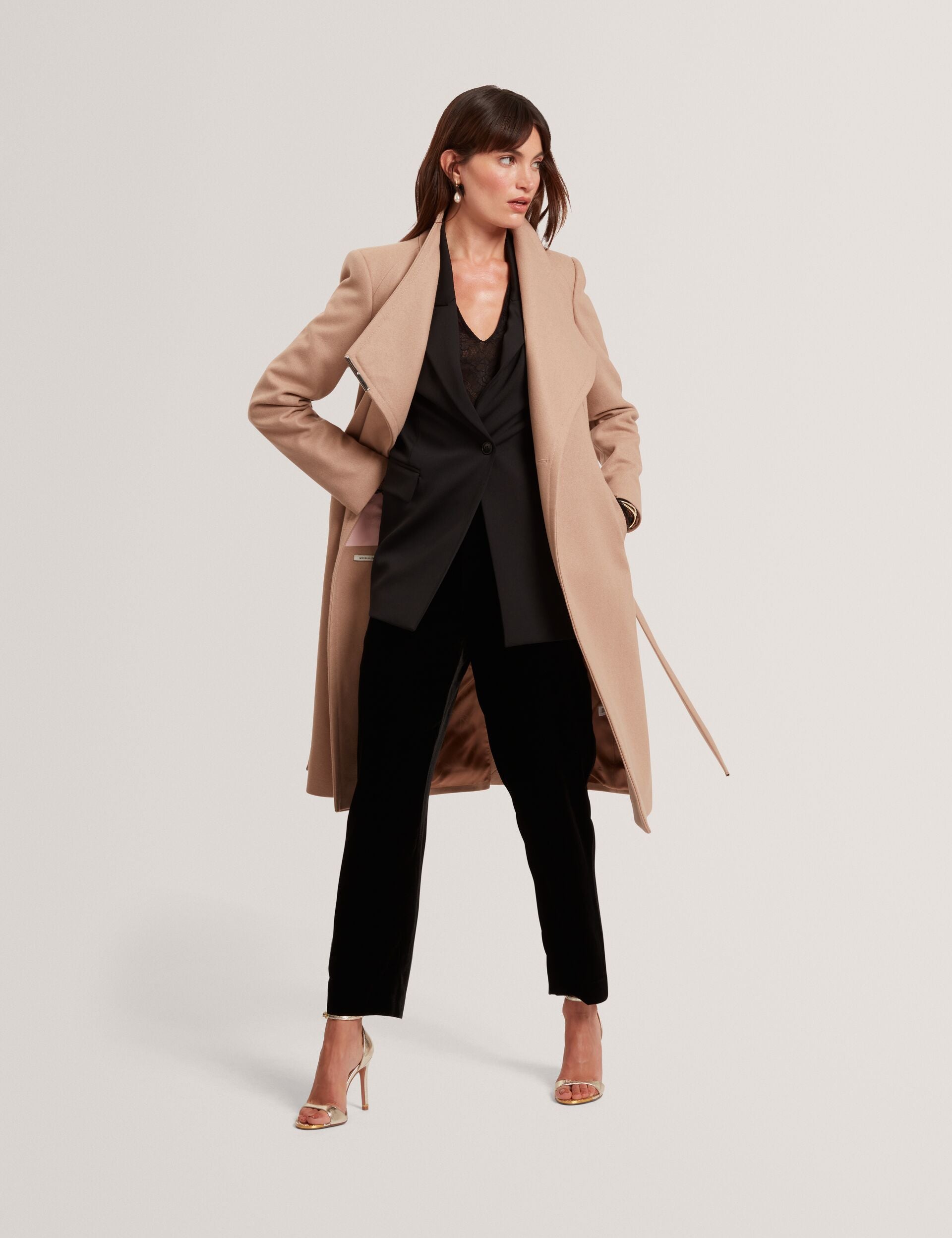 Women|Sale ROSE Mid Length Belted Wool Wrap Coat - Ted Baker