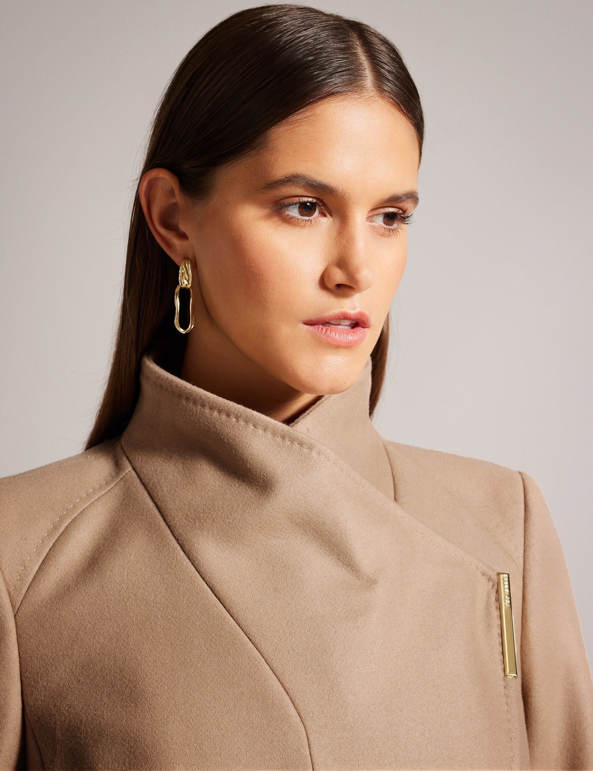 Women|Sale Ted Baker Women's ROSESSO Short Belted Wool Wrap Coat in Camel - Ted Baker