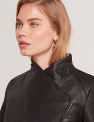 Women RIYOZE - Wrap Front Cropped Leather Jacket - Ted Baker