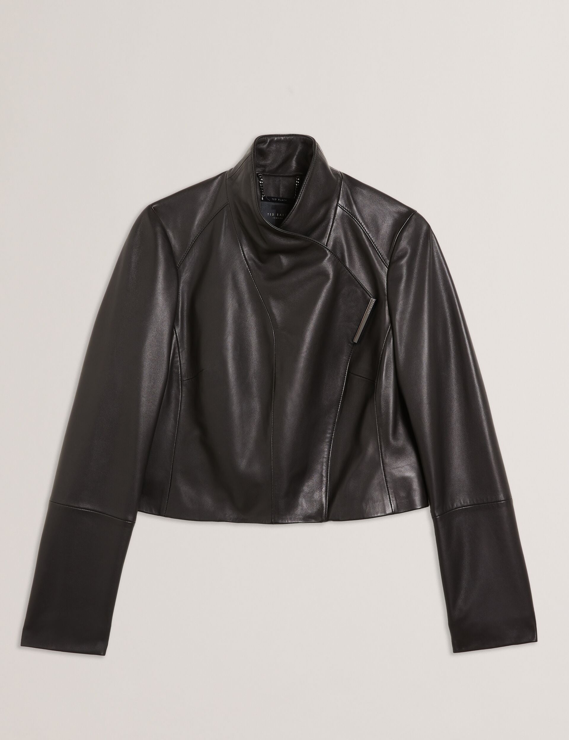 Women RIYOZE - Wrap Front Cropped Leather Jacket - Ted Baker