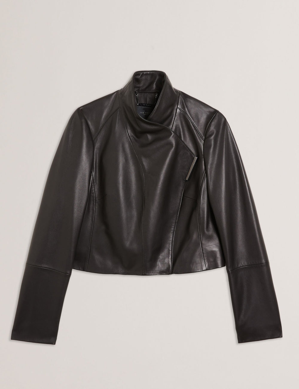Women RIYOZE - Wrap Front Cropped Leather Jacket - Ted Baker