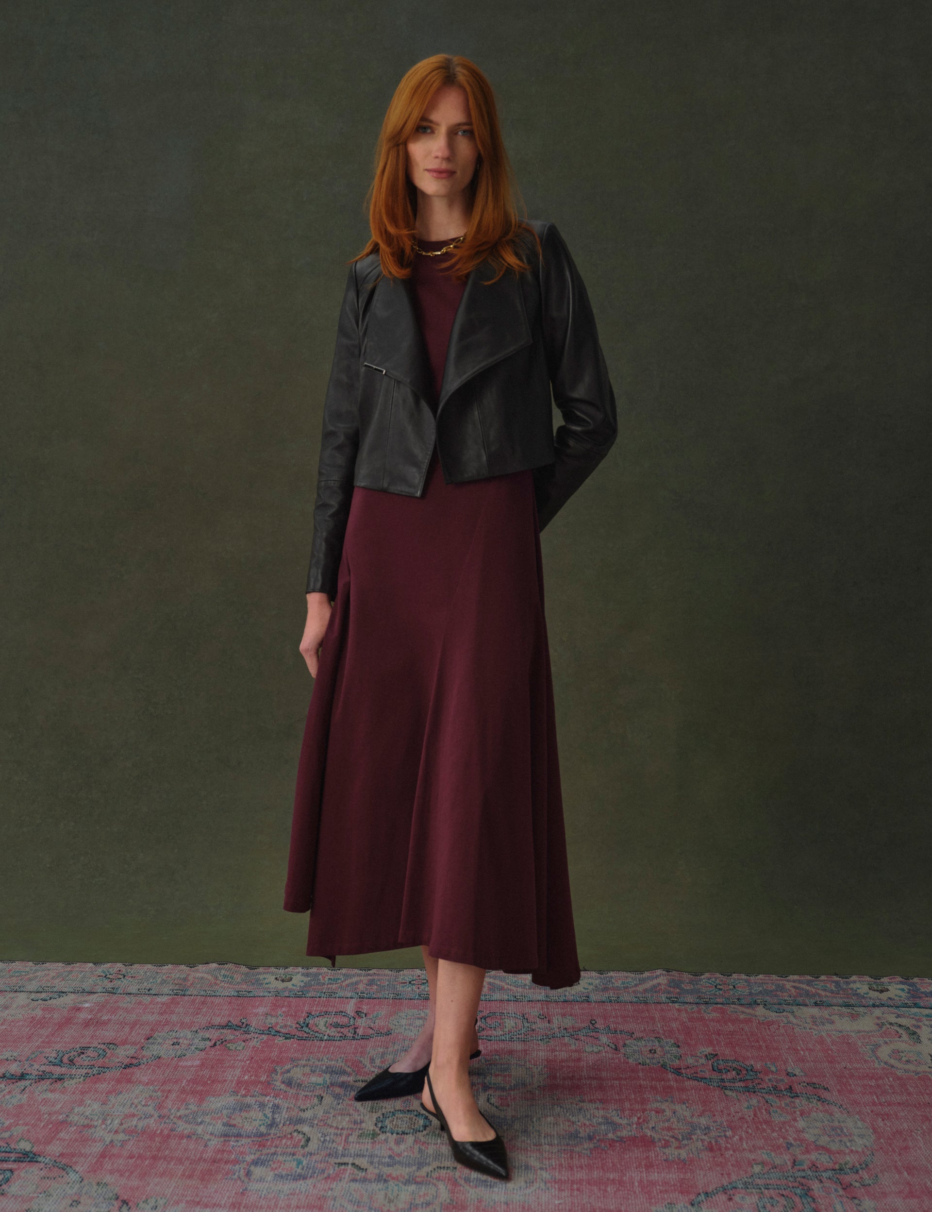 Women RIYOZE - Wrap Front Cropped Leather Jacket - Ted Baker
