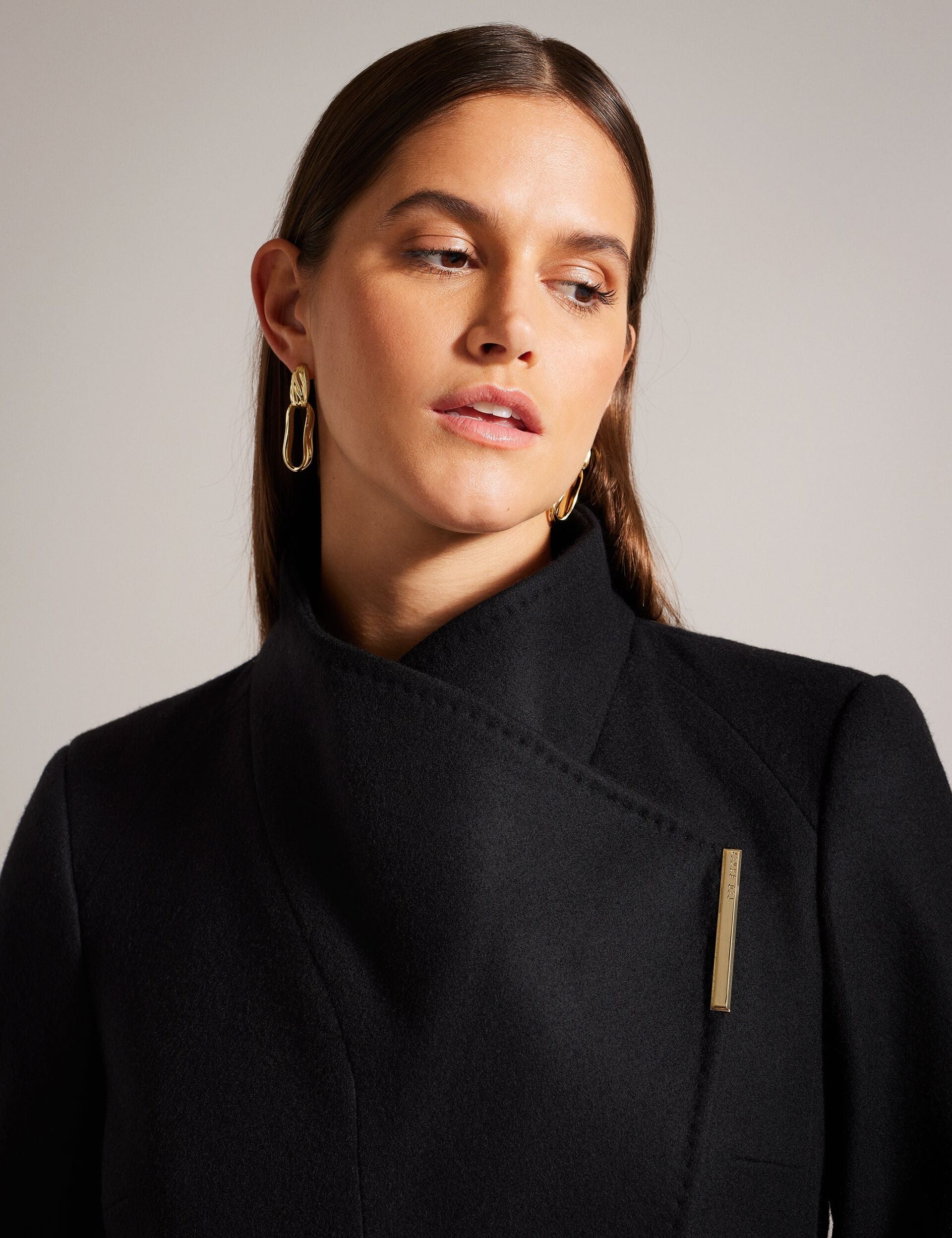 Women|Sale Ted Baker Women's ROSESSO Short Belted Wool Wrap Coat in Black - Ted Baker