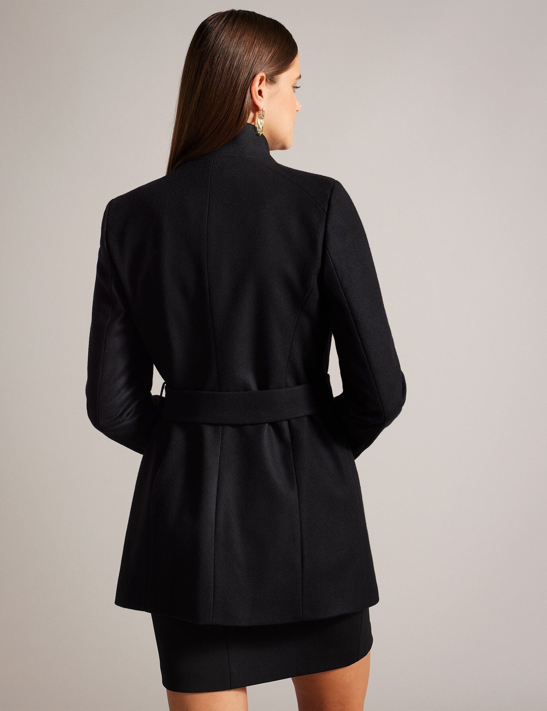 Women|Sale Ted Baker Women's ROSESSO Short Belted Wool Wrap Coat in Black - Ted Baker