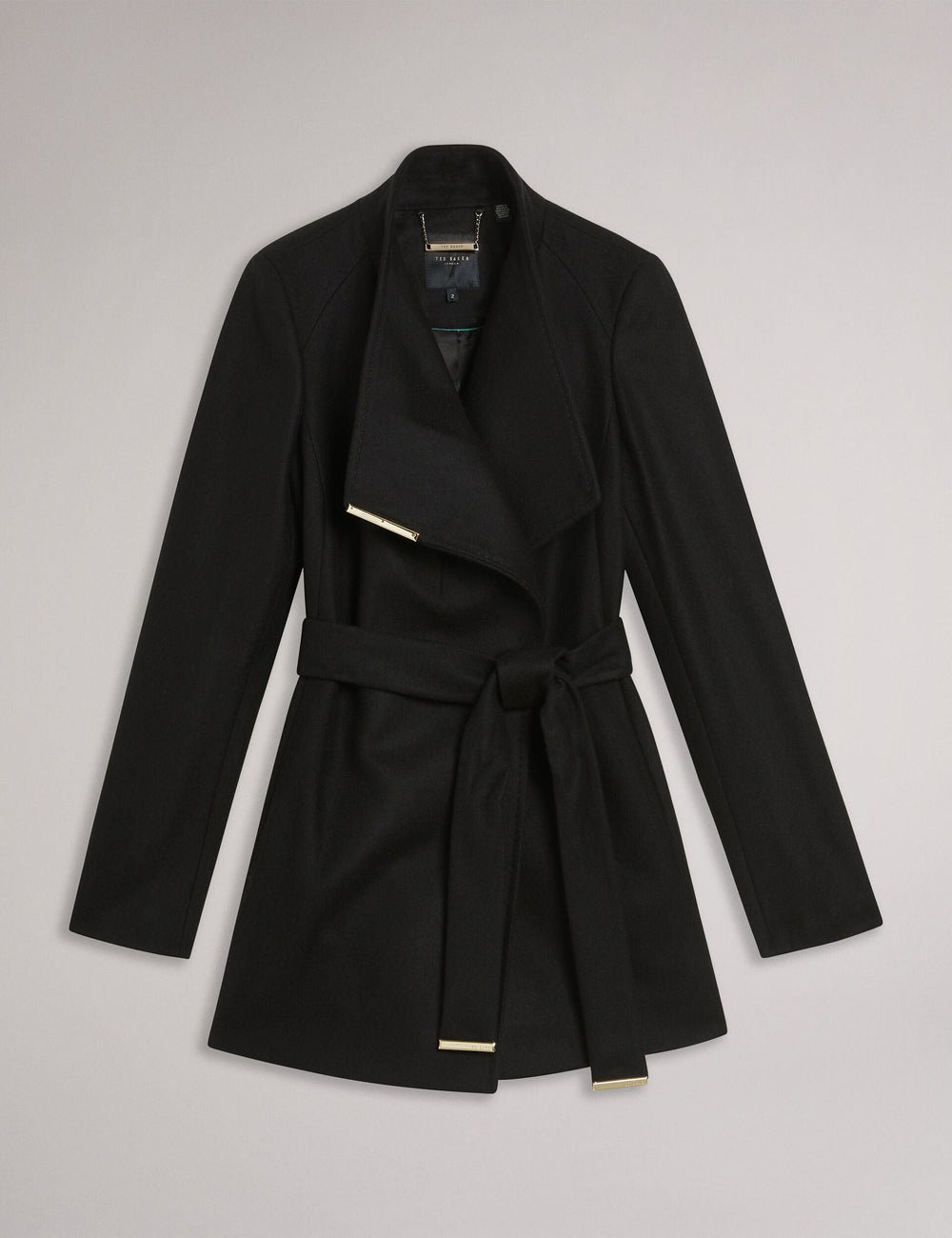 Women|Sale Ted Baker Women's ROSESSO Short Belted Wool Wrap Coat in Black - Ted Baker