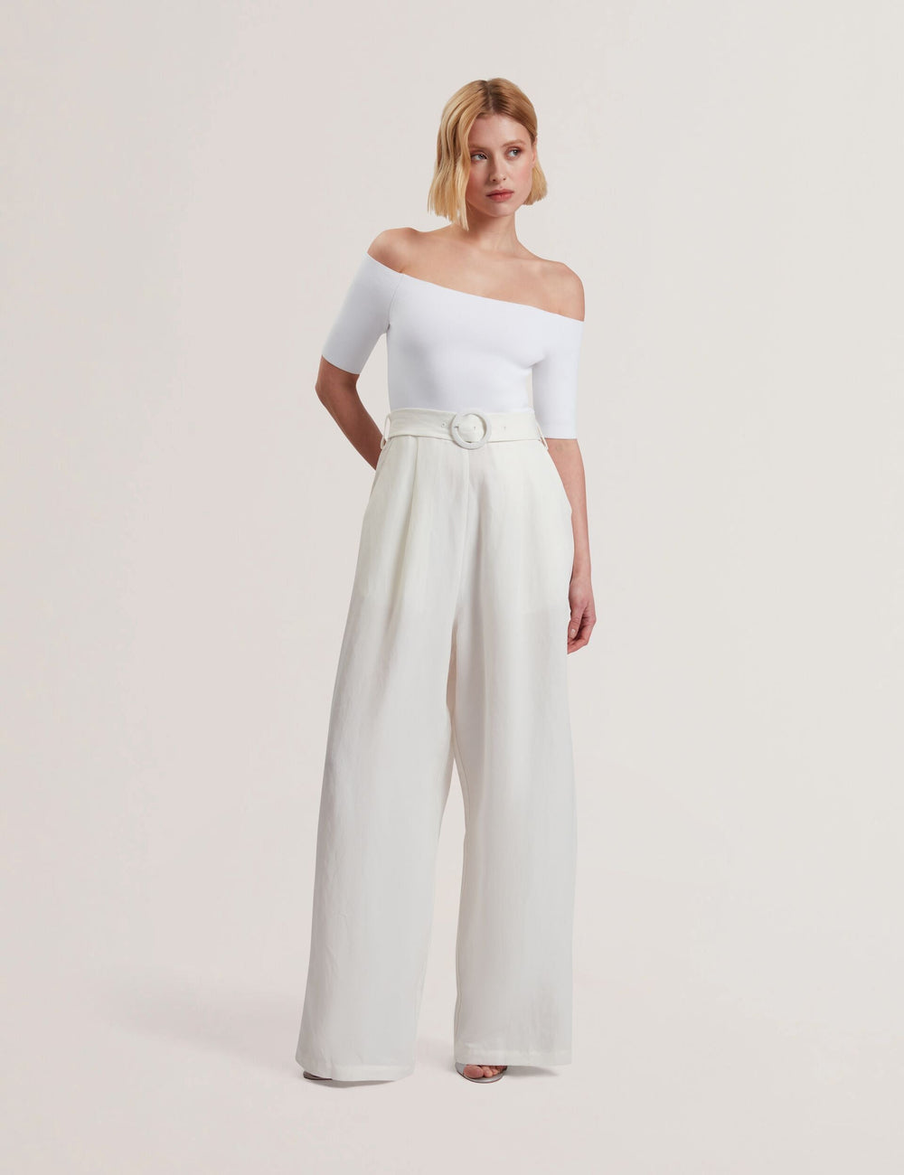 Women ANGELIY - Bardot Knit Top Wide Leg Belted Jumpsuit - Ted Baker