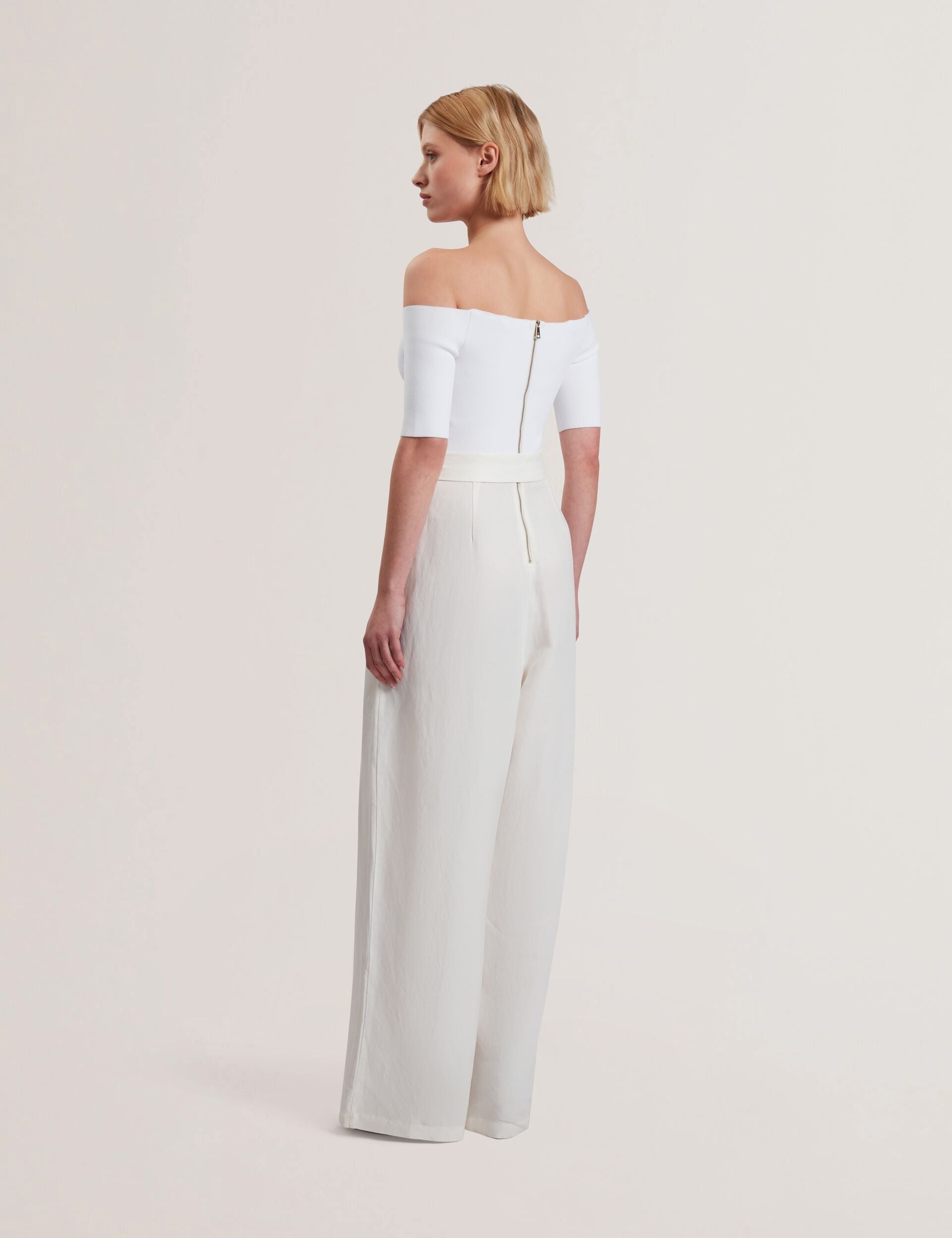 Women ANGELIY - Bardot Knit Top Wide Leg Belted Jumpsuit - Ted Baker