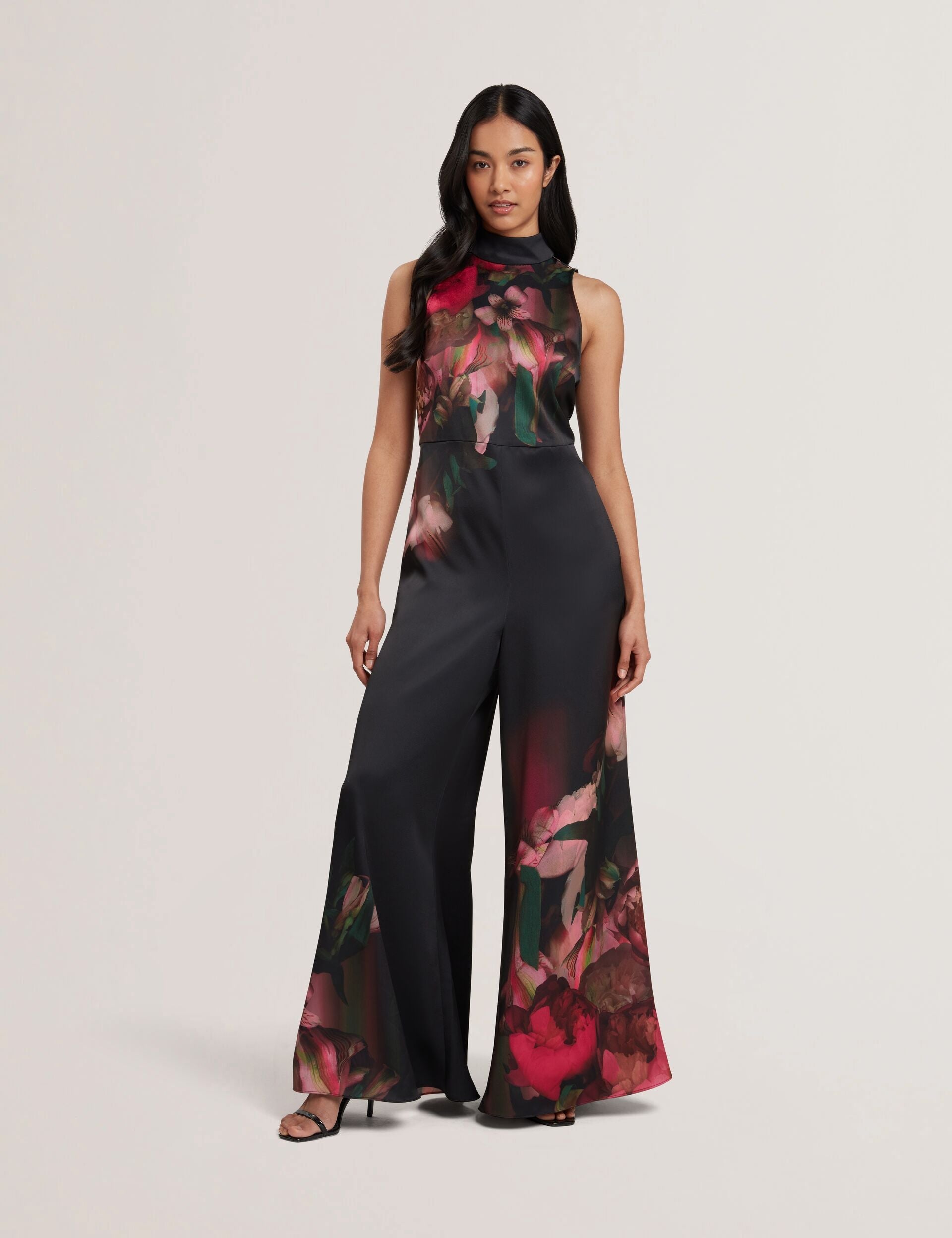 Women KINSALA - Printed Neck Tie Detail Wide Leg Jumpsuit - Ted Baker