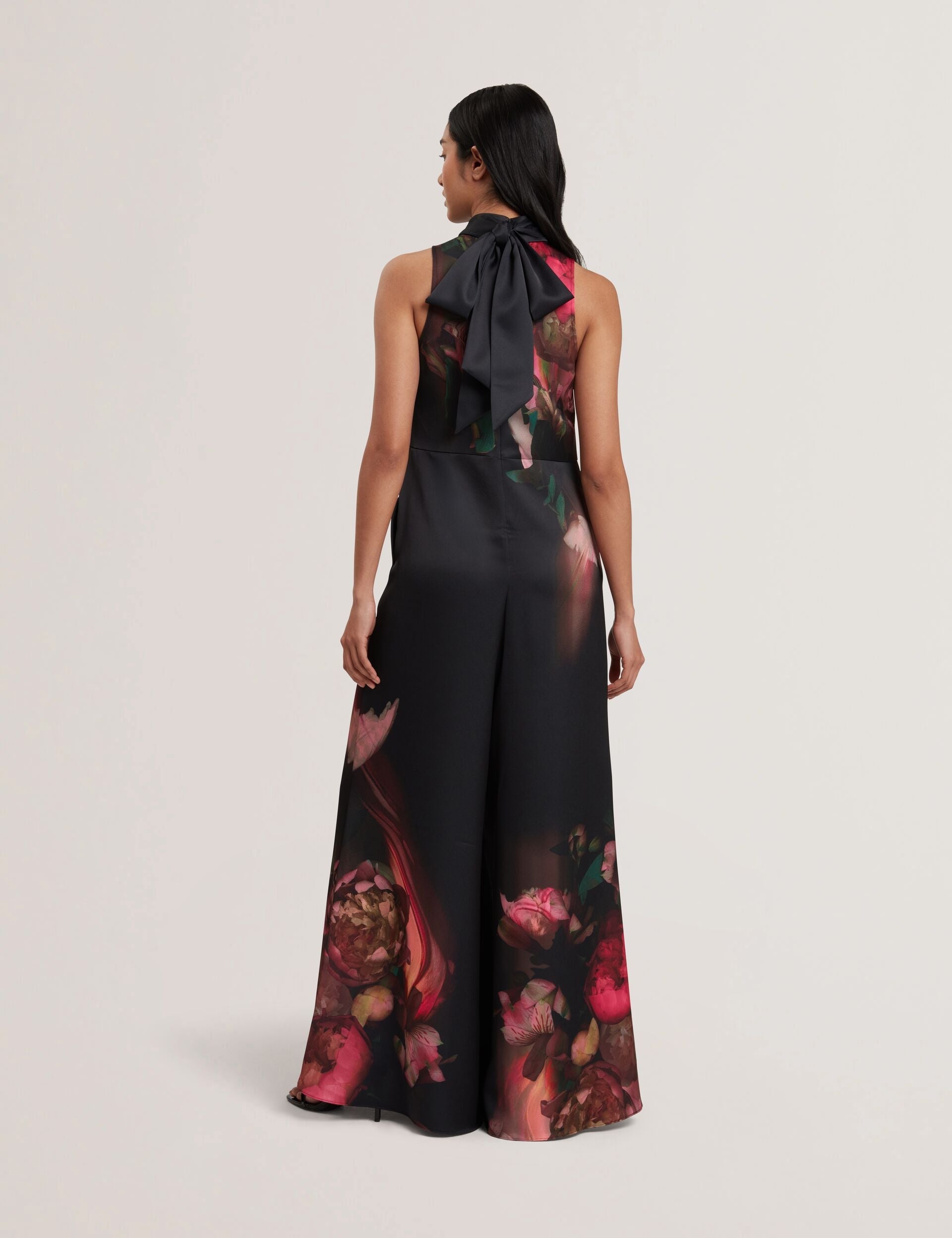 Women KINSALA - Printed Neck Tie Detail Wide Leg Jumpsuit - Ted Baker