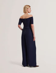 Women ANGELIY - Bardot Knit Top Wide Leg Belted Jumpsuit - Ted Baker