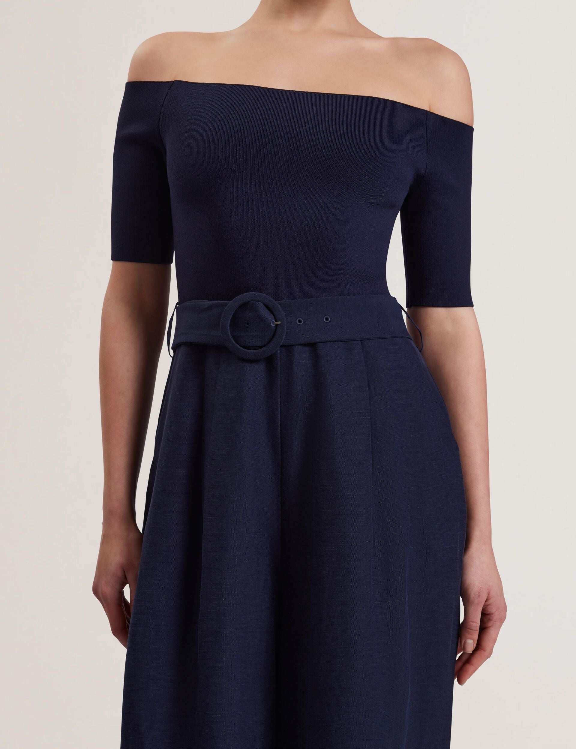 Women ANGELIY - Bardot Knit Top Wide Leg Belted Jumpsuit - Ted Baker