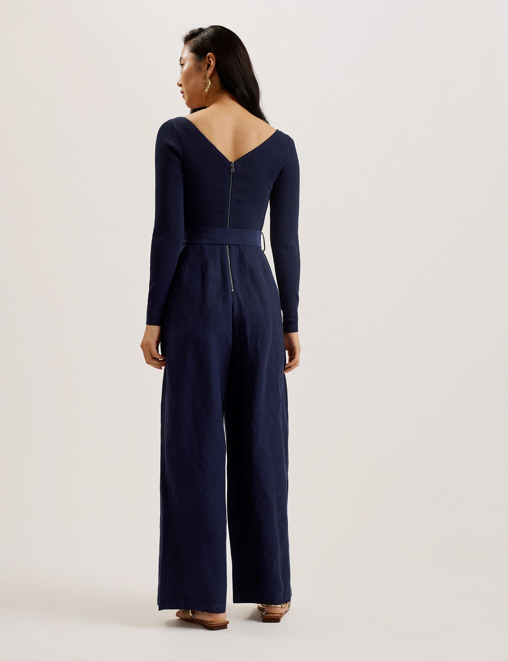 Women AGATEA - Off Shoulder Belted Wide Leg Jumpsuit - Ted Baker