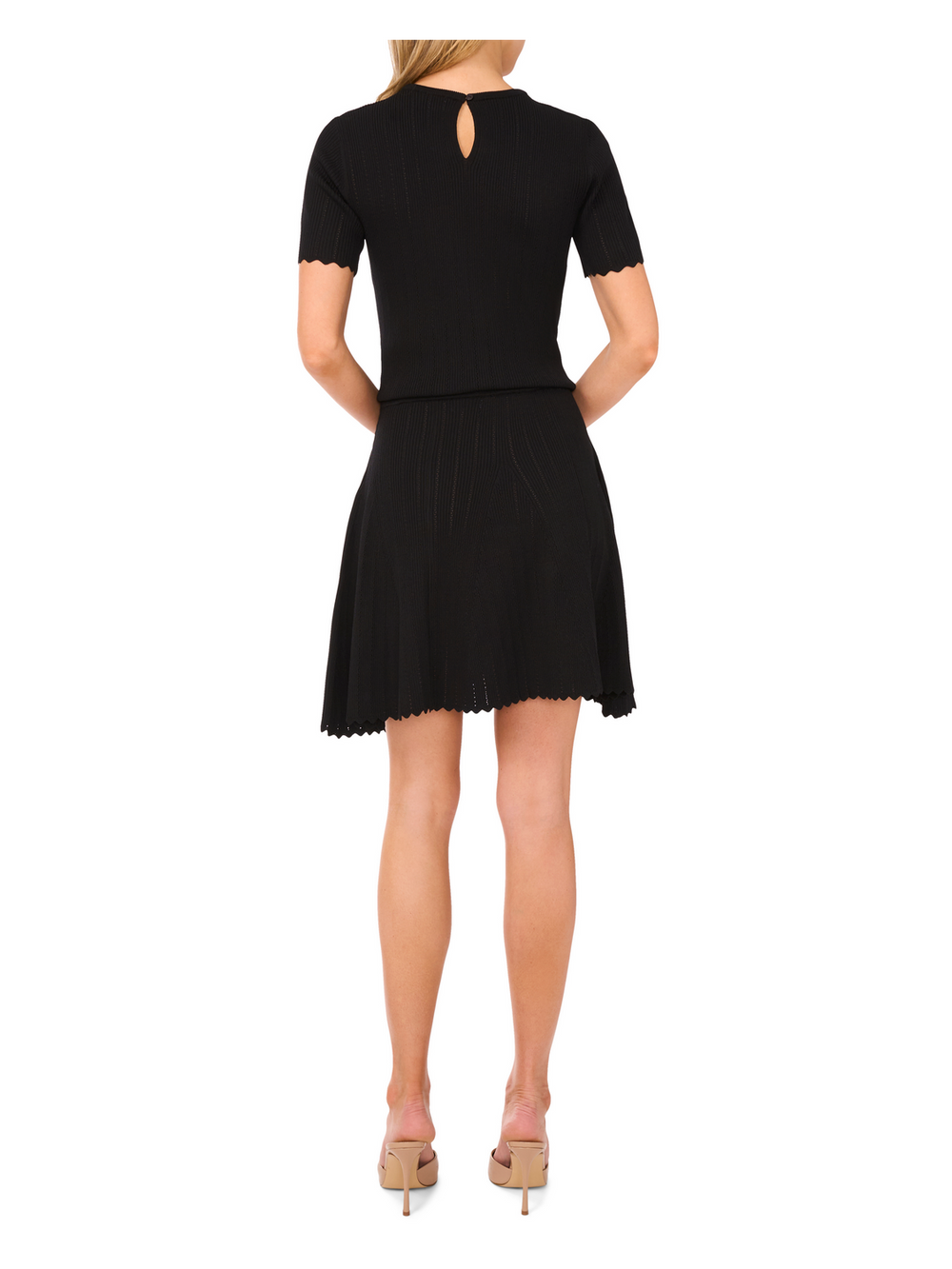 Women MINI SKIRT WITH POINTELLE & RIB - Black - Ted Baker