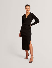 Women MAXI SKIRT WITH RIB - Black - Ted Baker