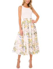 Women A-LINE LINEN MIDI SKIRT - White - Ted Baker