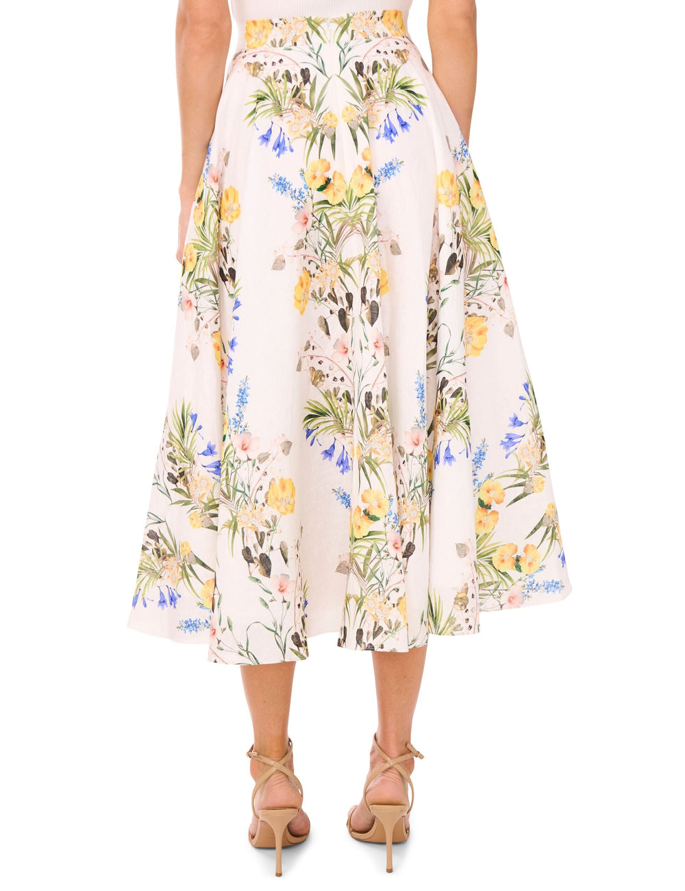 Women A-LINE LINEN MIDI SKIRT - White - Ted Baker