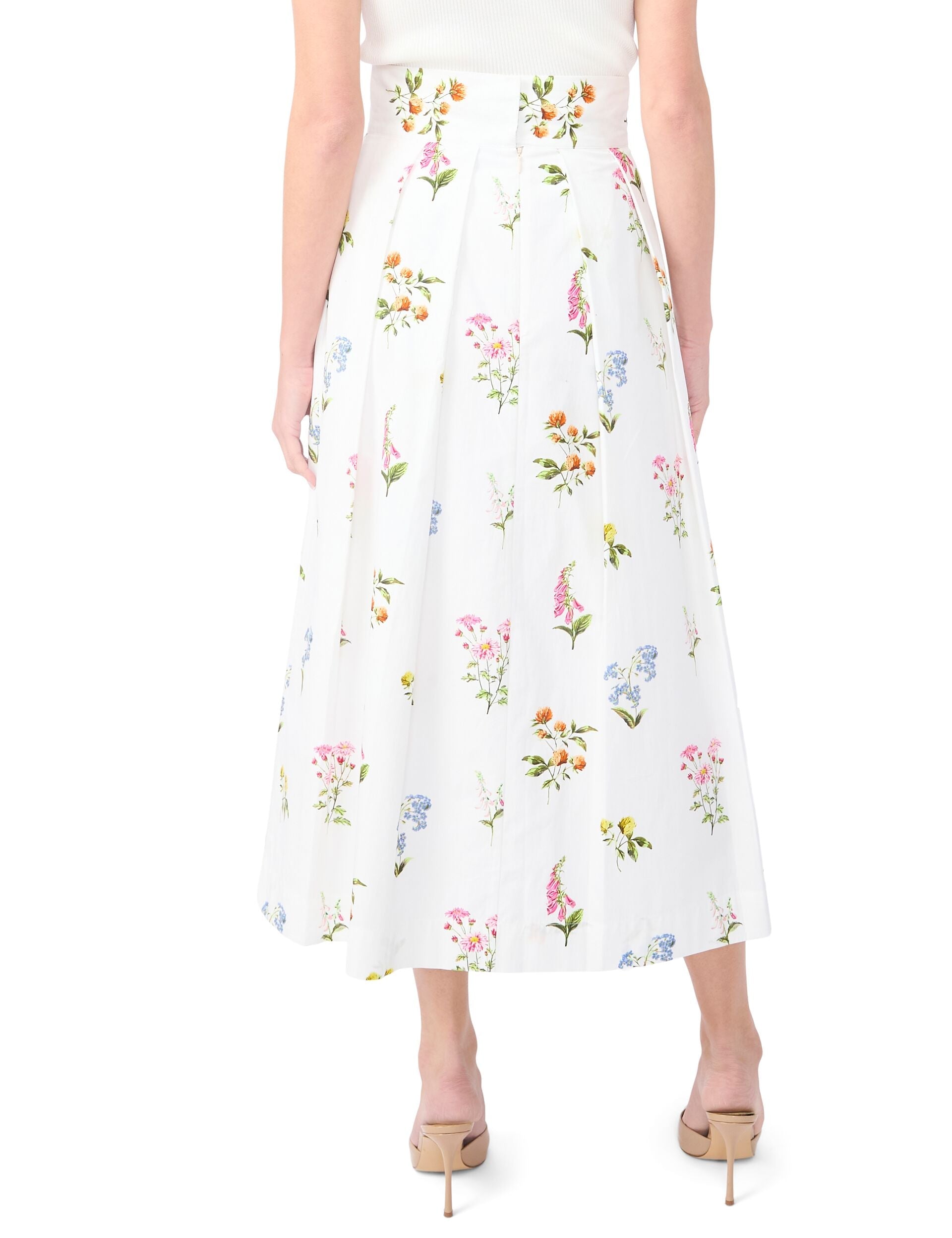Women RIHANA Cotton Floral Pleated Midi Skirt - Ted Baker