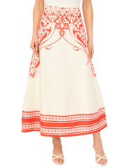 Women CARMEN Printed Detail Linen A-Line Midi Skirt - Ted Baker