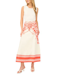 Women CARMEN Printed Detail Linen A-Line Midi Skirt - Ted Baker