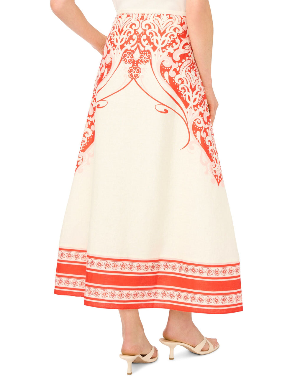 Women CARMEN Printed Detail Linen A-Line Midi Skirt - Ted Baker