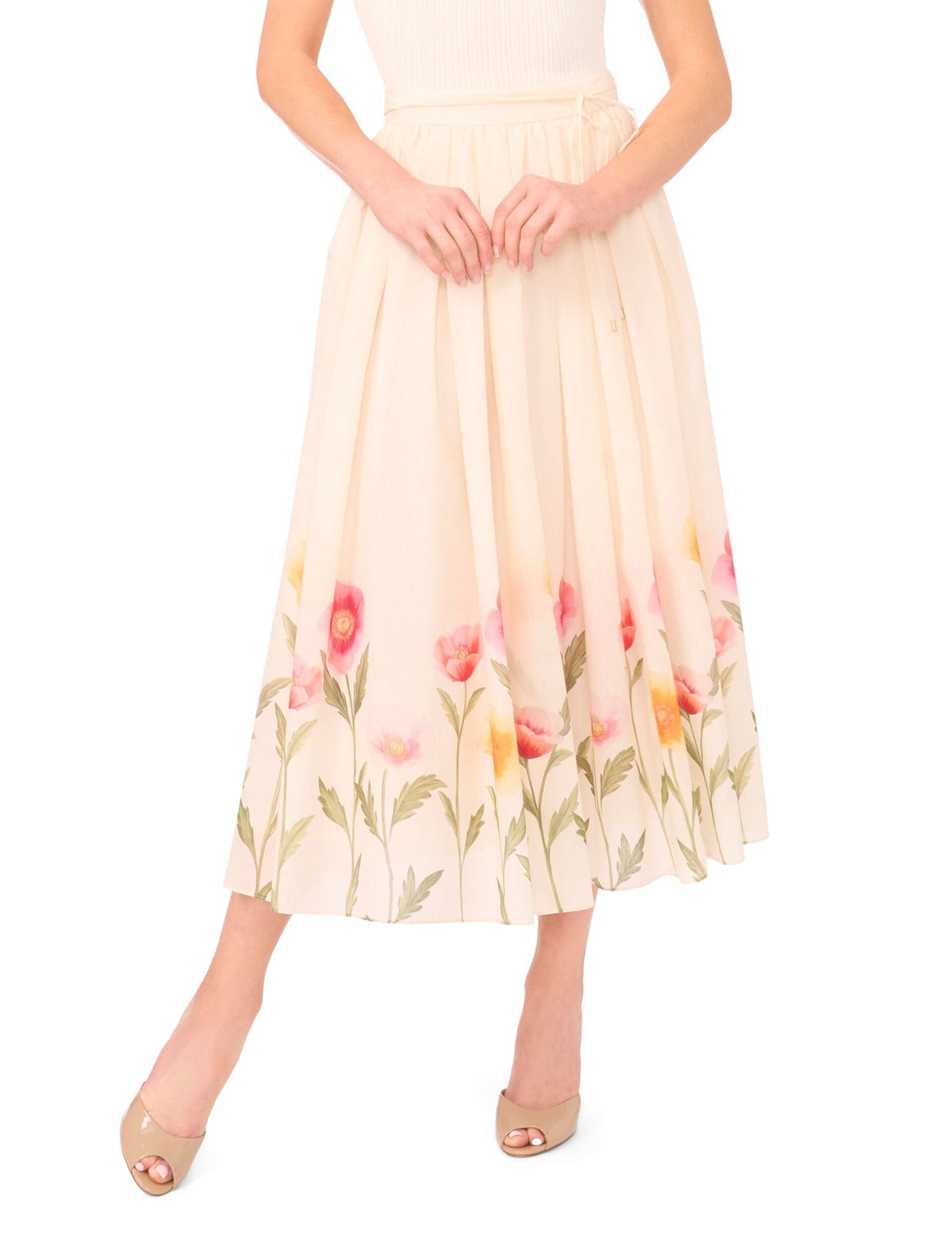Women MEGAN Floral Hem Woven A-Line Midi Skirt - Ted Baker