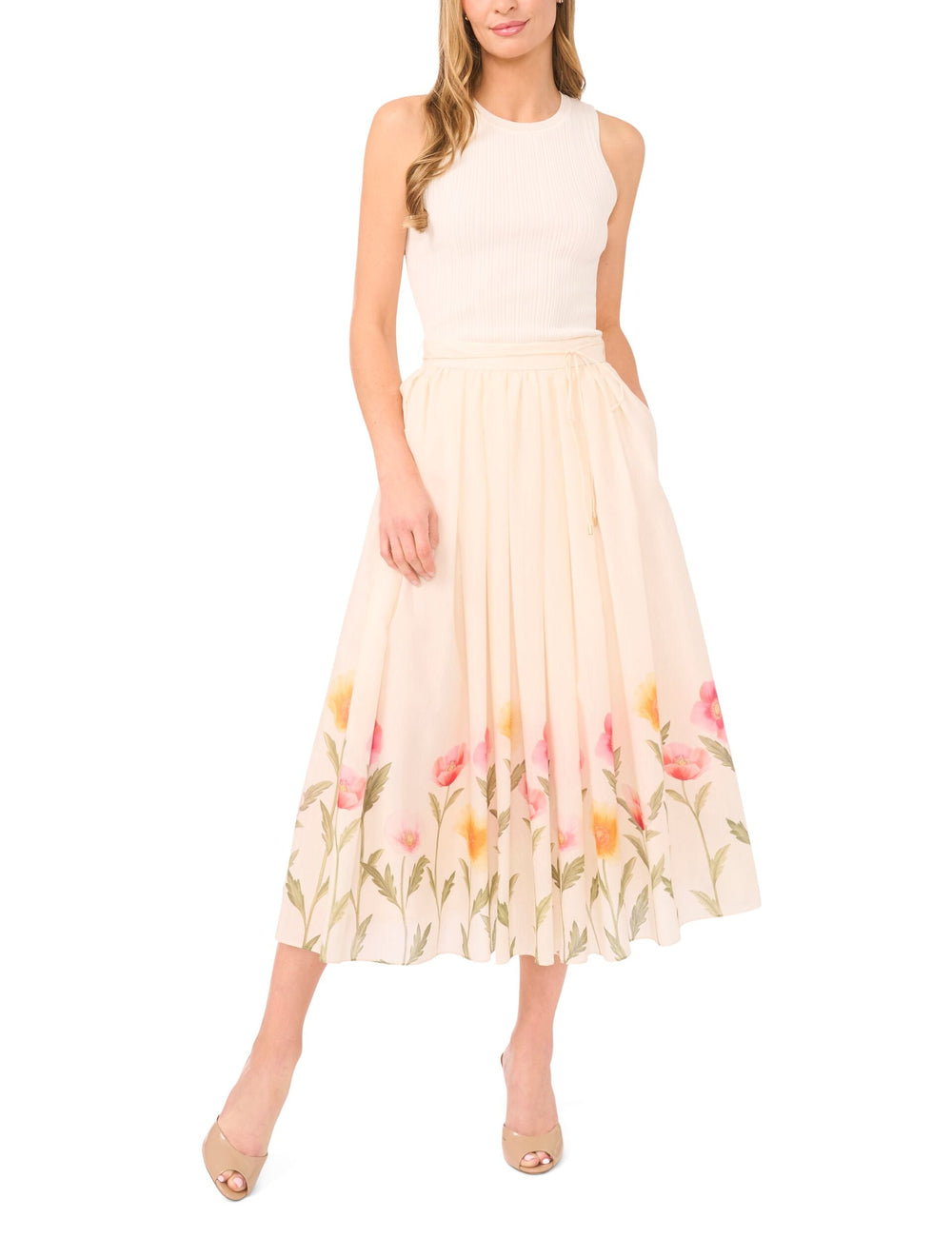 Women MEGAN Floral Hem Woven A-Line Midi Skirt - Ted Baker