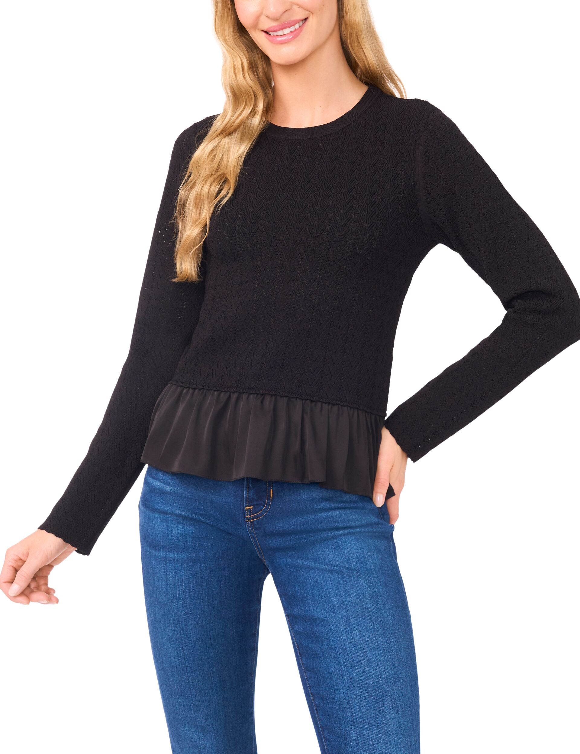 Women|Sale IRENE - Long Sleeve Crew Neck with Pointelle Cable - Ted Baker