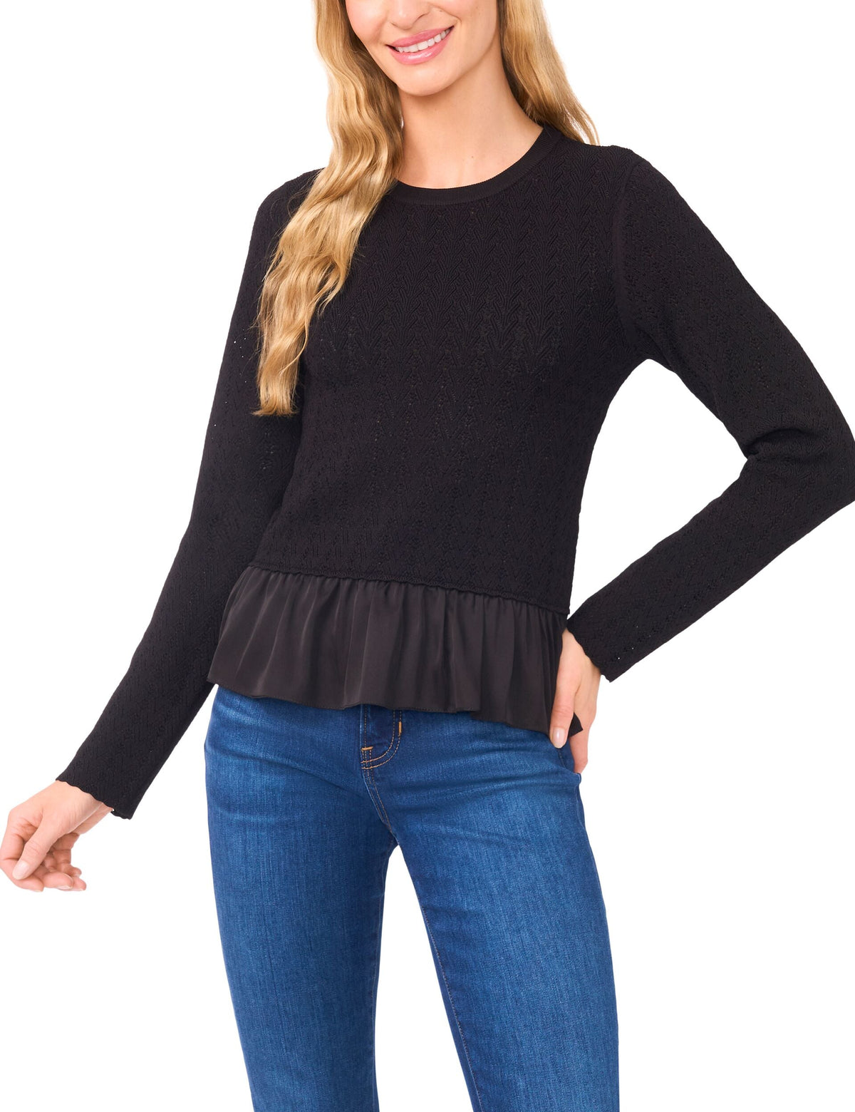 Women|Sale IRENE - Long Sleeve Crew Neck with Pointelle Cable - Ted Baker