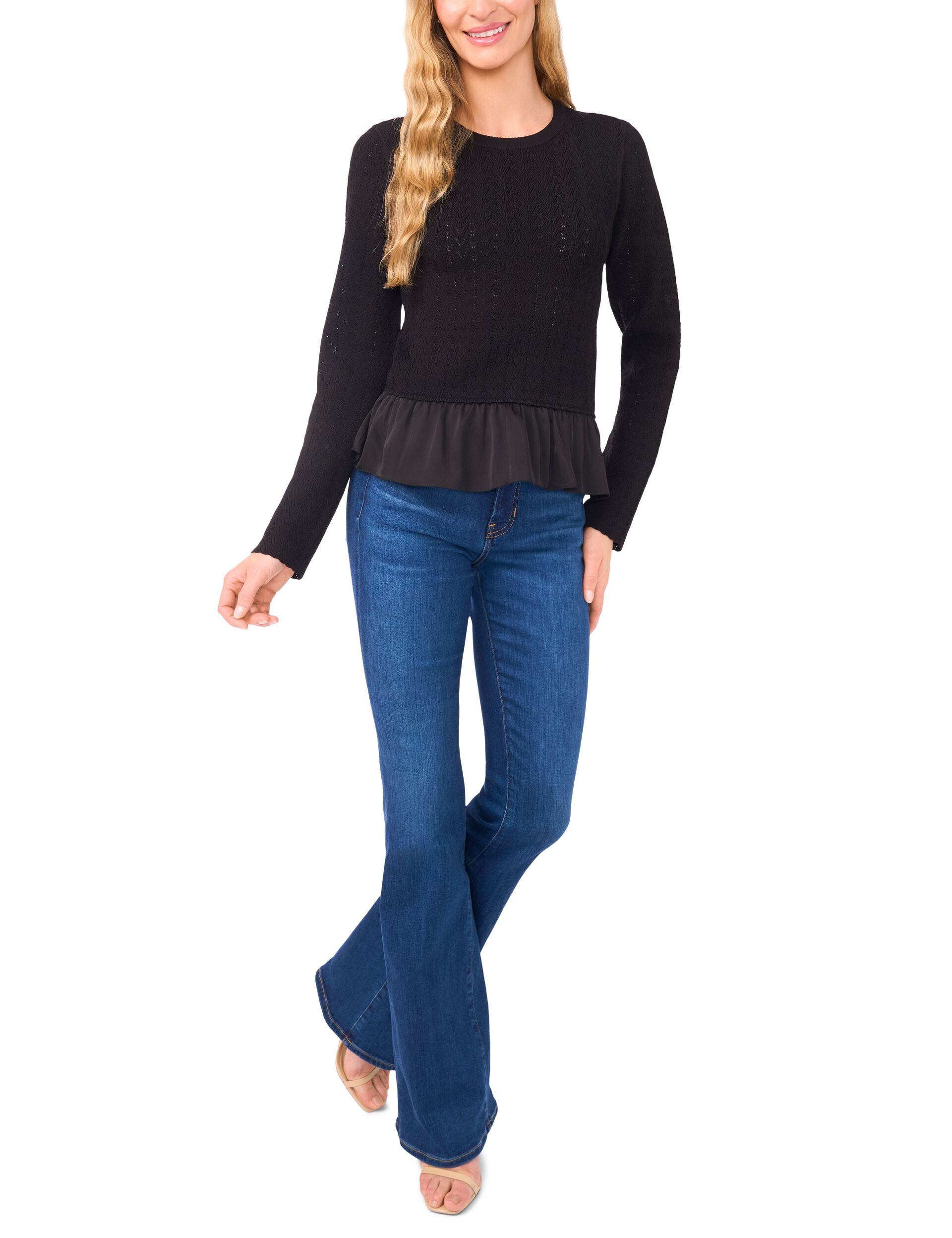 Women|Sale IRENE - Long Sleeve Crew Neck with Pointelle Cable - Ted Baker