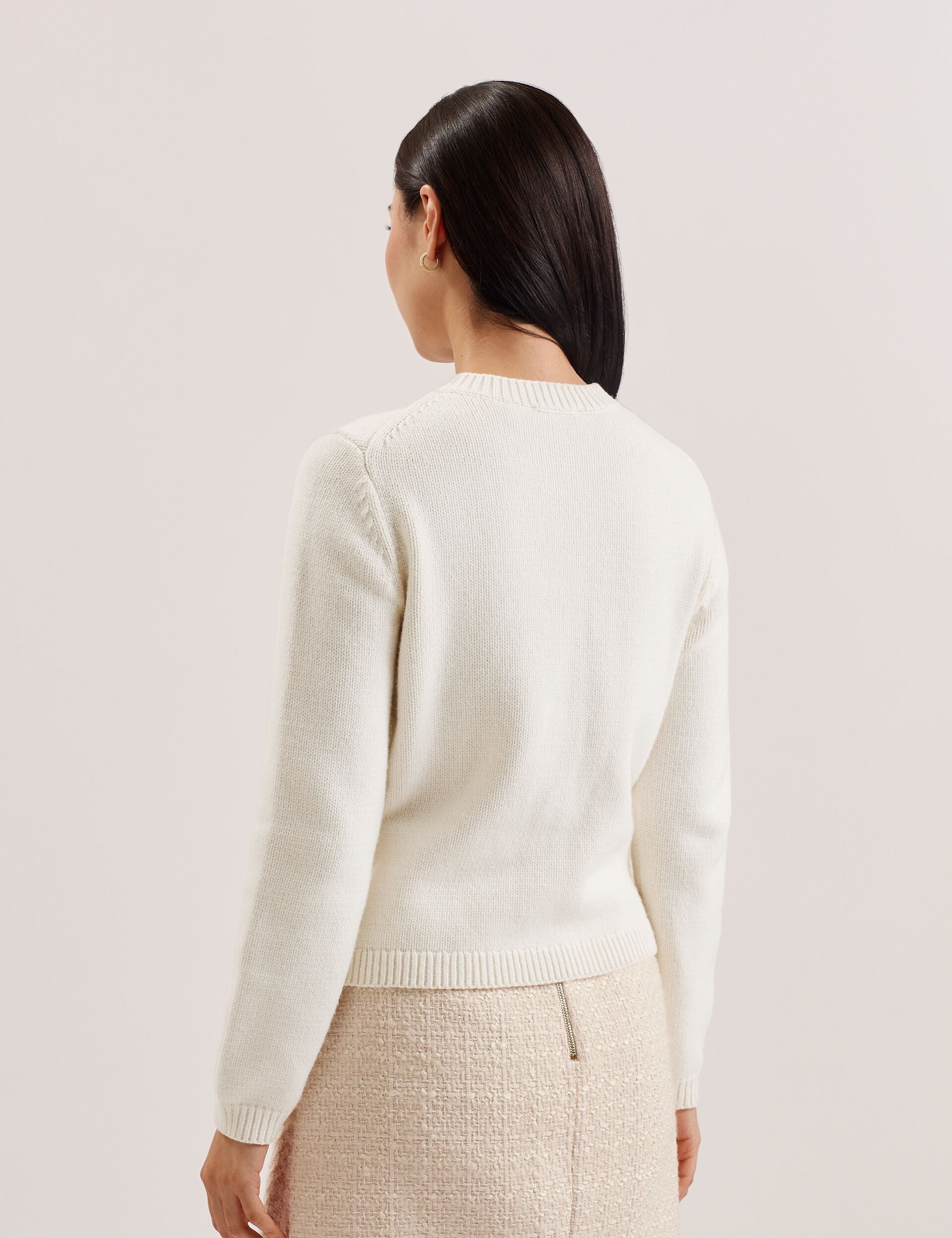 Women JAYCEY - Rose Button Knitted Crew Neck Cardigan - Ted Baker