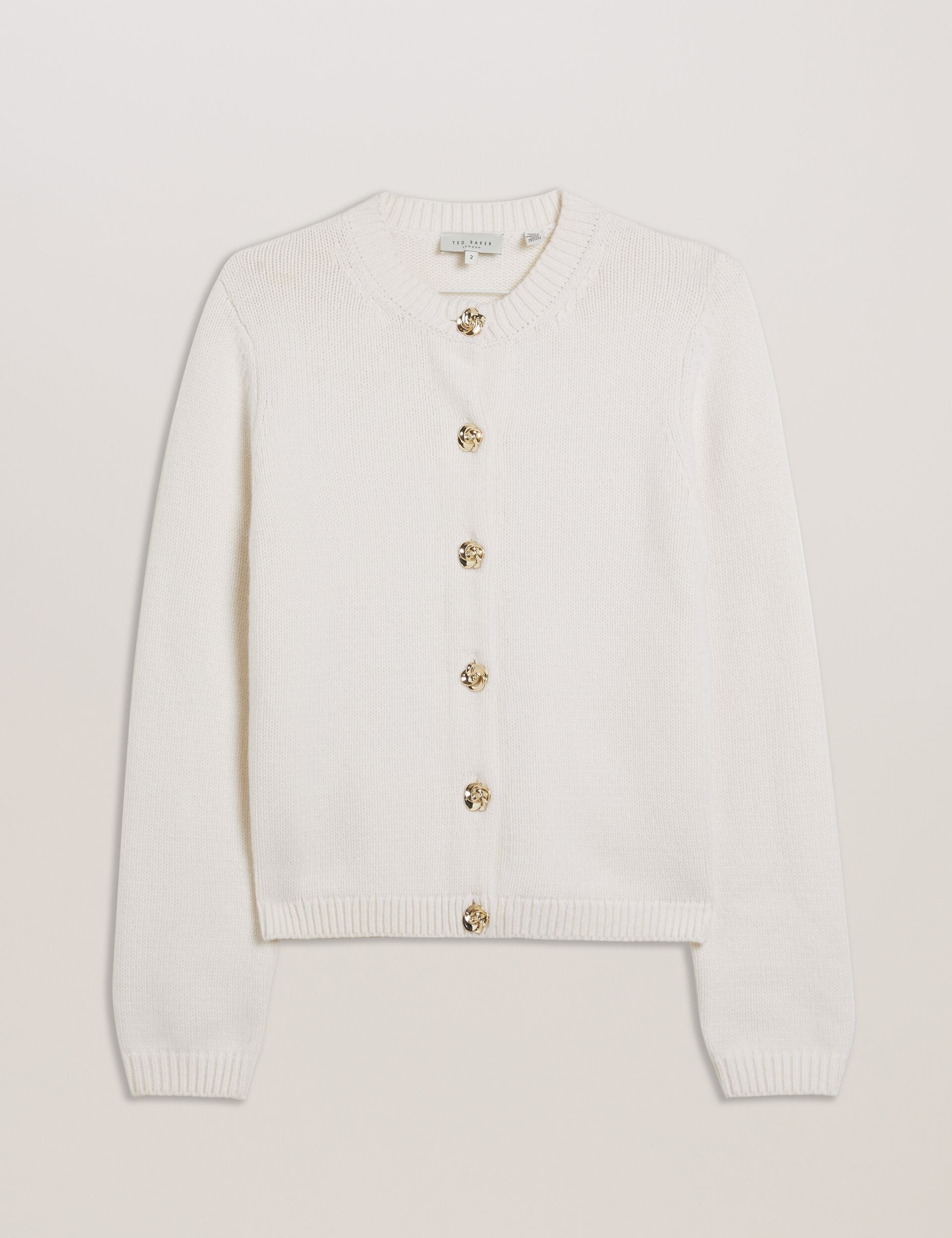 Women JAYCEY - Rose Button Knitted Crew Neck Cardigan - Ted Baker
