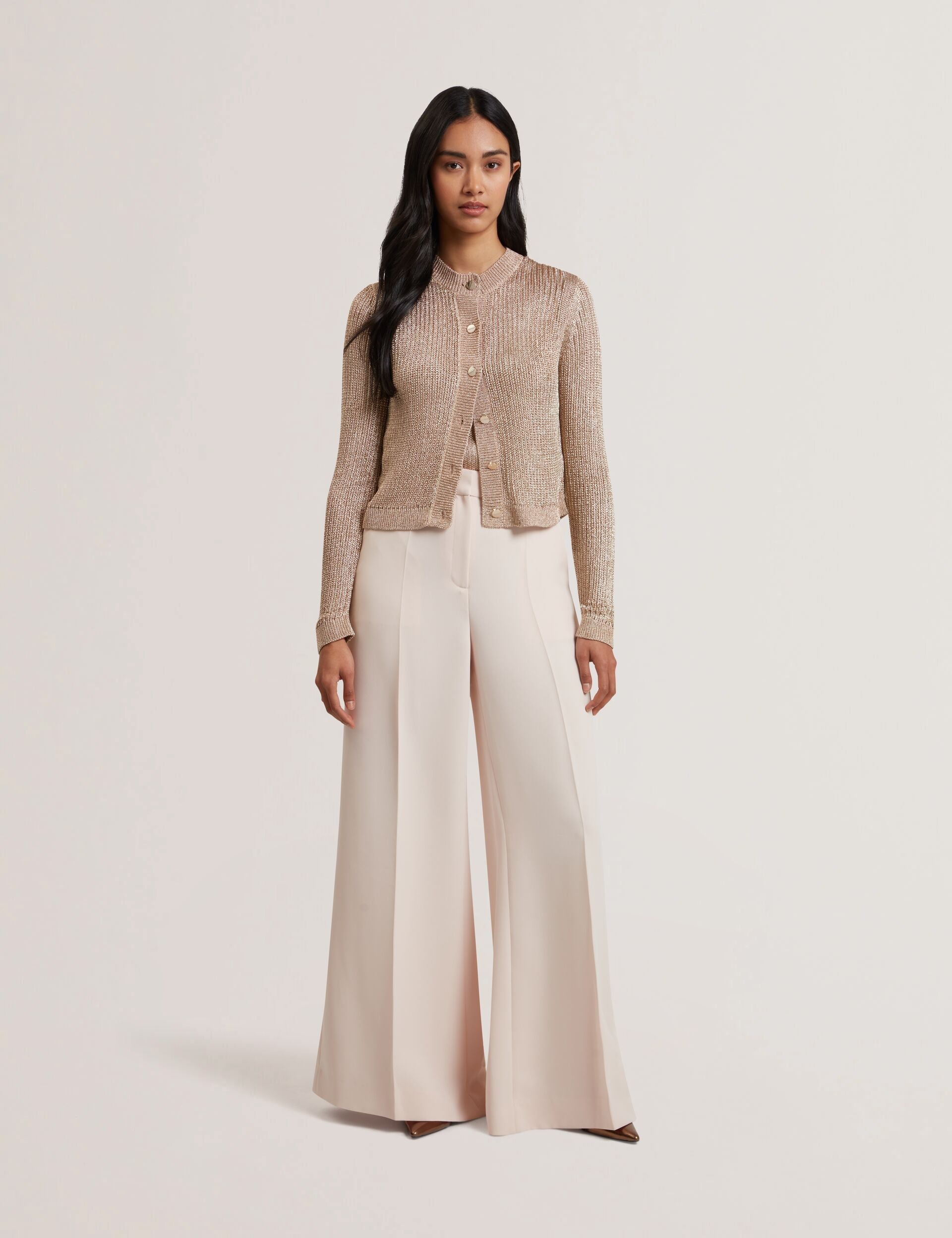 Women MANYA - Metallic Knit Cropped Cardigan - Ted Baker