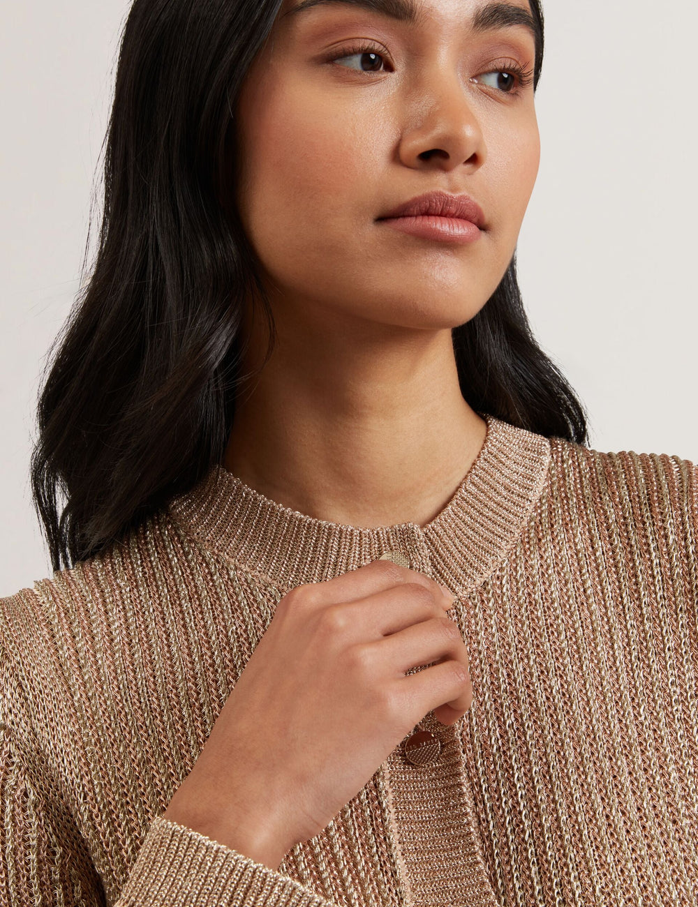 Women MANYA - Metallic Knit Cropped Cardigan - Ted Baker