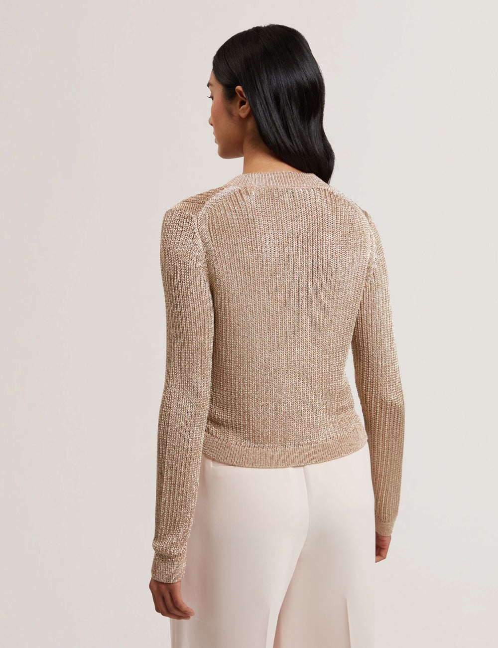 Women MANYA - Metallic Knit Cropped Cardigan - Ted Baker