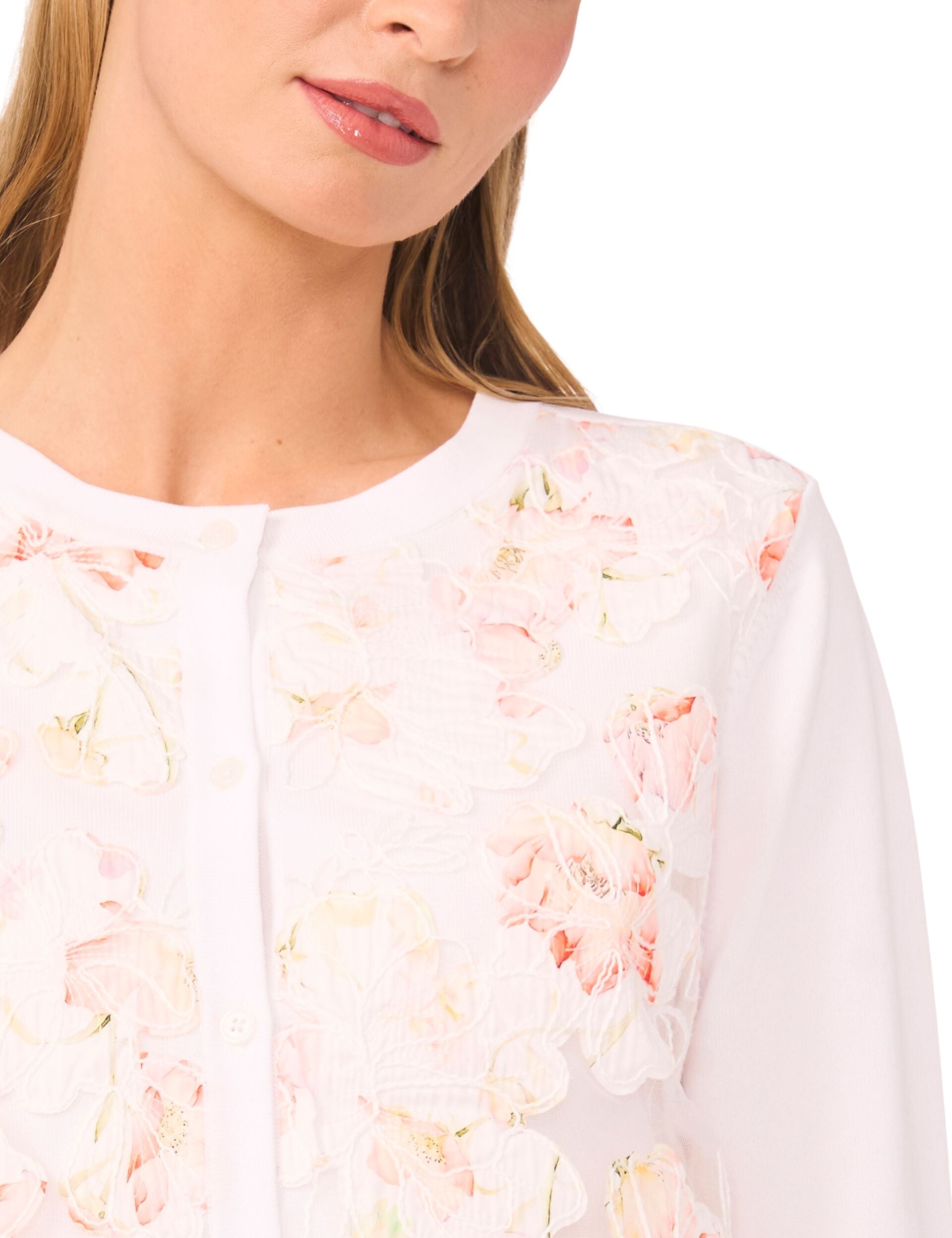 Women CASSIA Floral Overlay Crew Neck Cardigan - Ted Baker