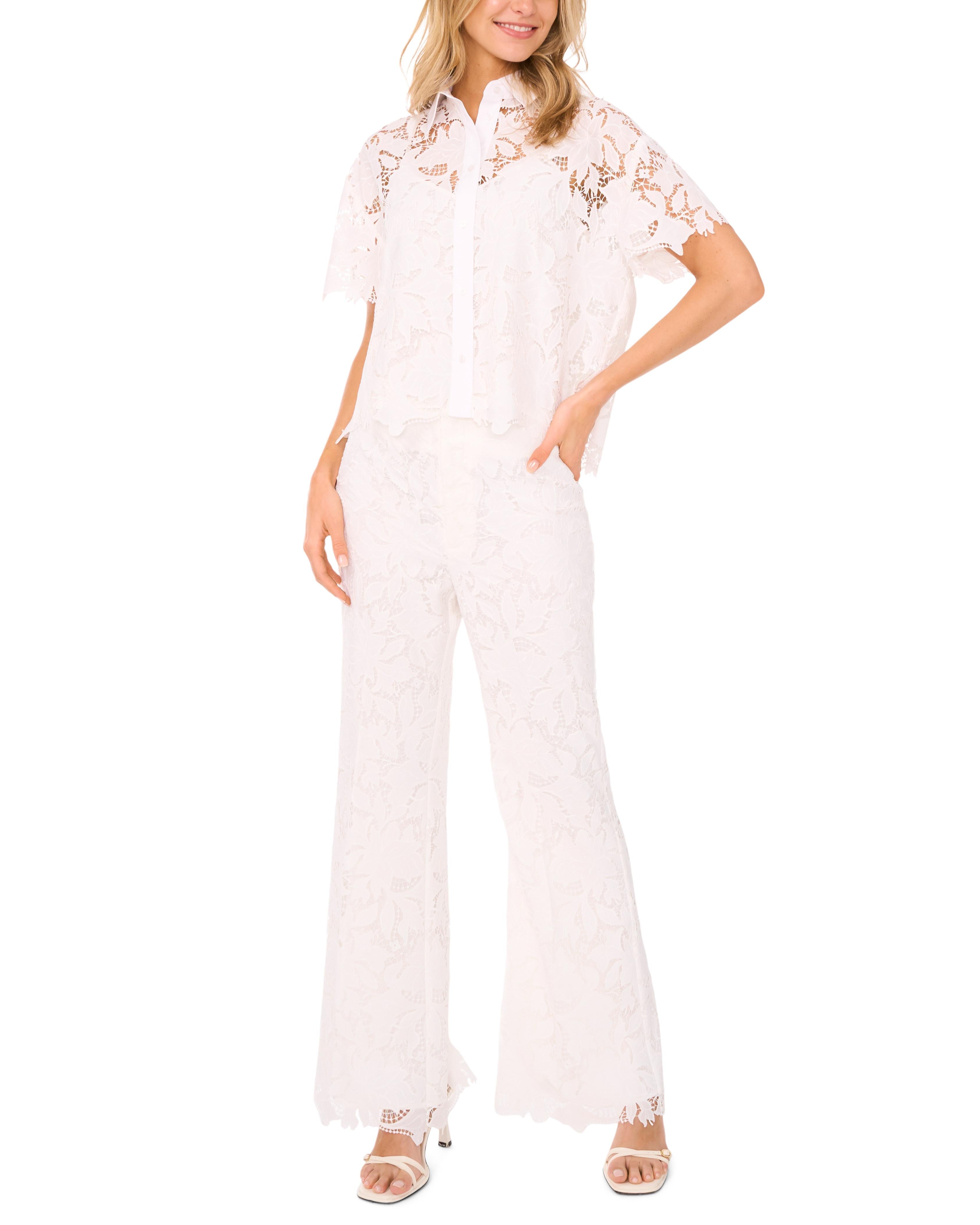 Women LACE FRONT PLEAT SUITING PANT - White - Ted Baker